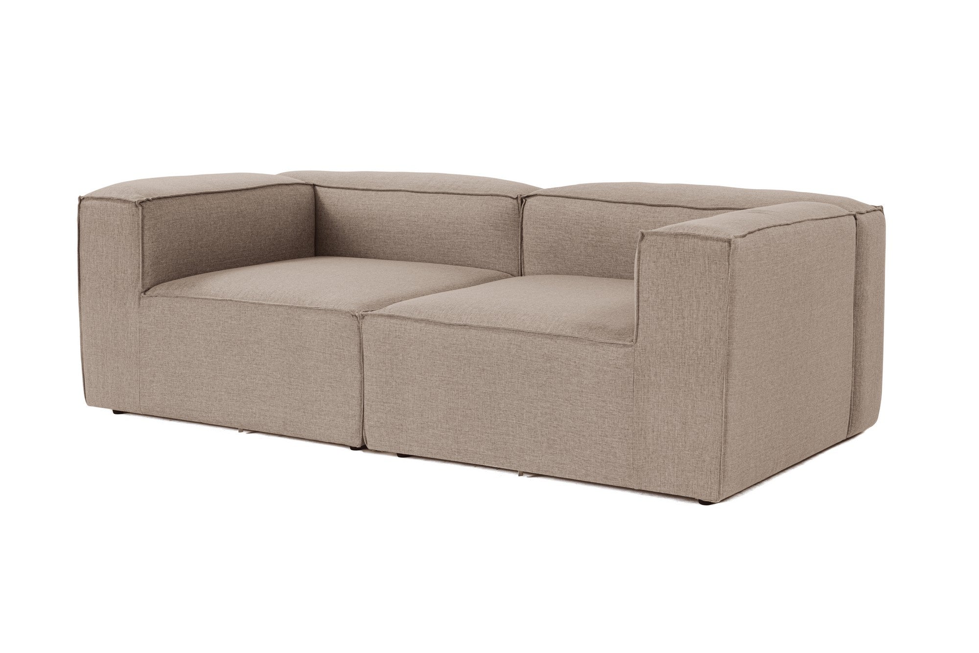 Sofá elegante de 2 lugares, tecido de linho marrom, 214 x 105 x 66 cm | Estrutura 100% madeira de carpa, espuma 32 DNS, pernas de plástico | Perfeito para salas de estar modernas