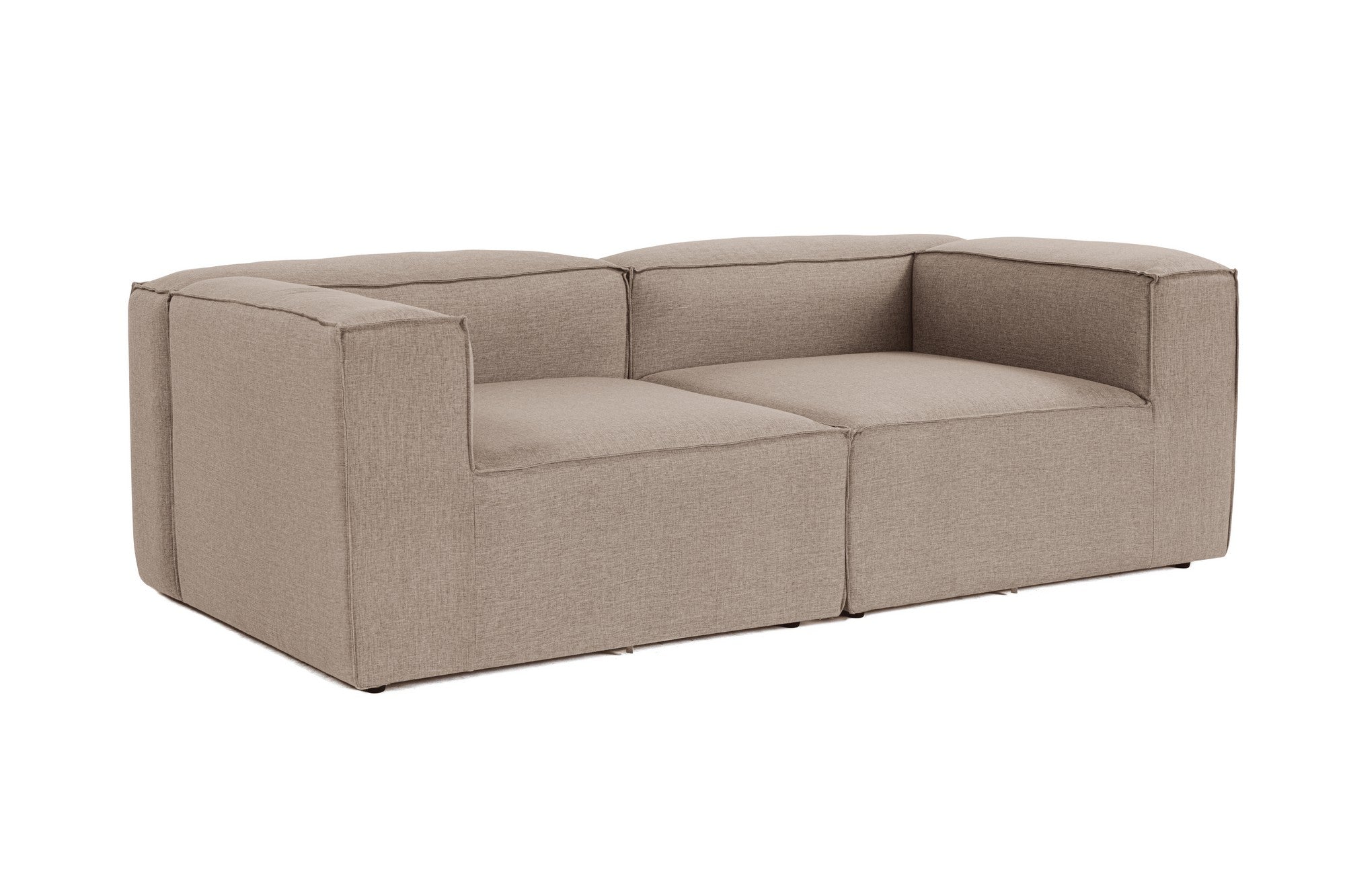 Sofá elegante de 2 lugares, tecido de linho marrom, 214 x 105 x 66 cm | Estrutura 100% madeira de carpa, espuma 32 DNS, pernas de plástico | Perfeito para salas de estar modernas