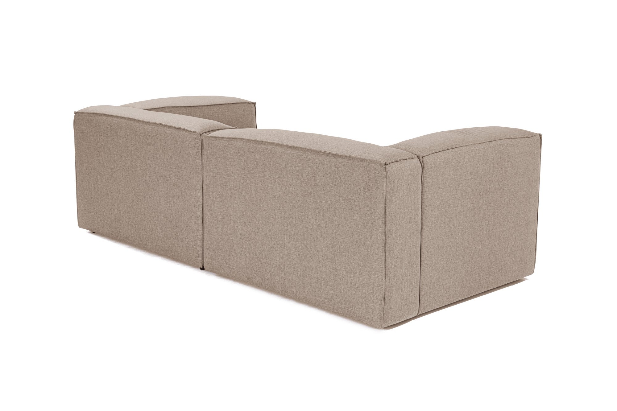 Sofá elegante de 2 lugares, tecido de linho marrom, 214 x 105 x 66 cm | Estrutura 100% madeira de carpa, espuma 32 DNS, pernas de plástico | Perfeito para salas de estar modernas