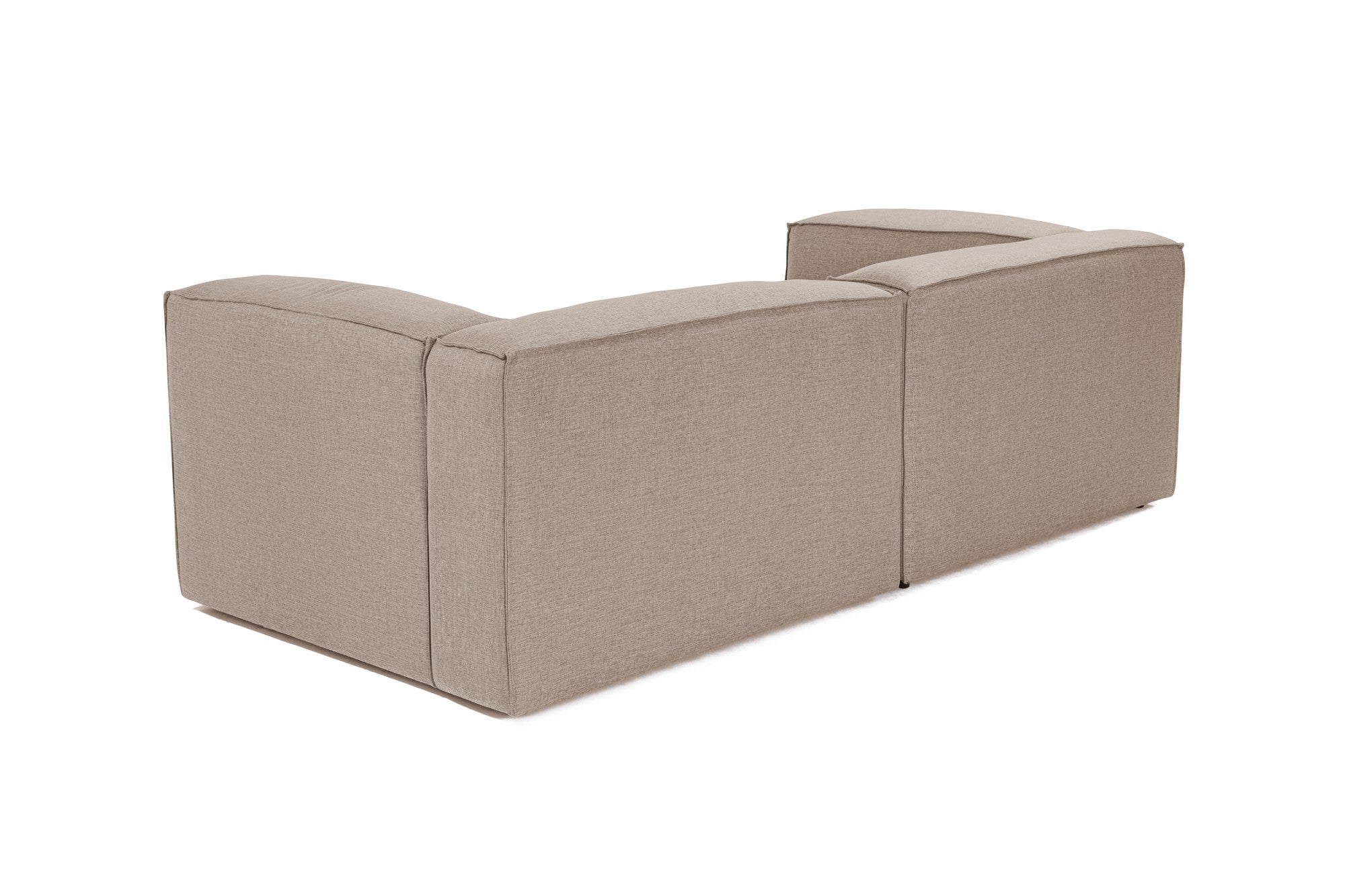 Sofá elegante de 2 lugares, tecido de linho marrom, 214 x 105 x 66 cm | Estrutura 100% madeira de carpa, espuma 32 DNS, pernas de plástico | Perfeito para salas de estar modernas