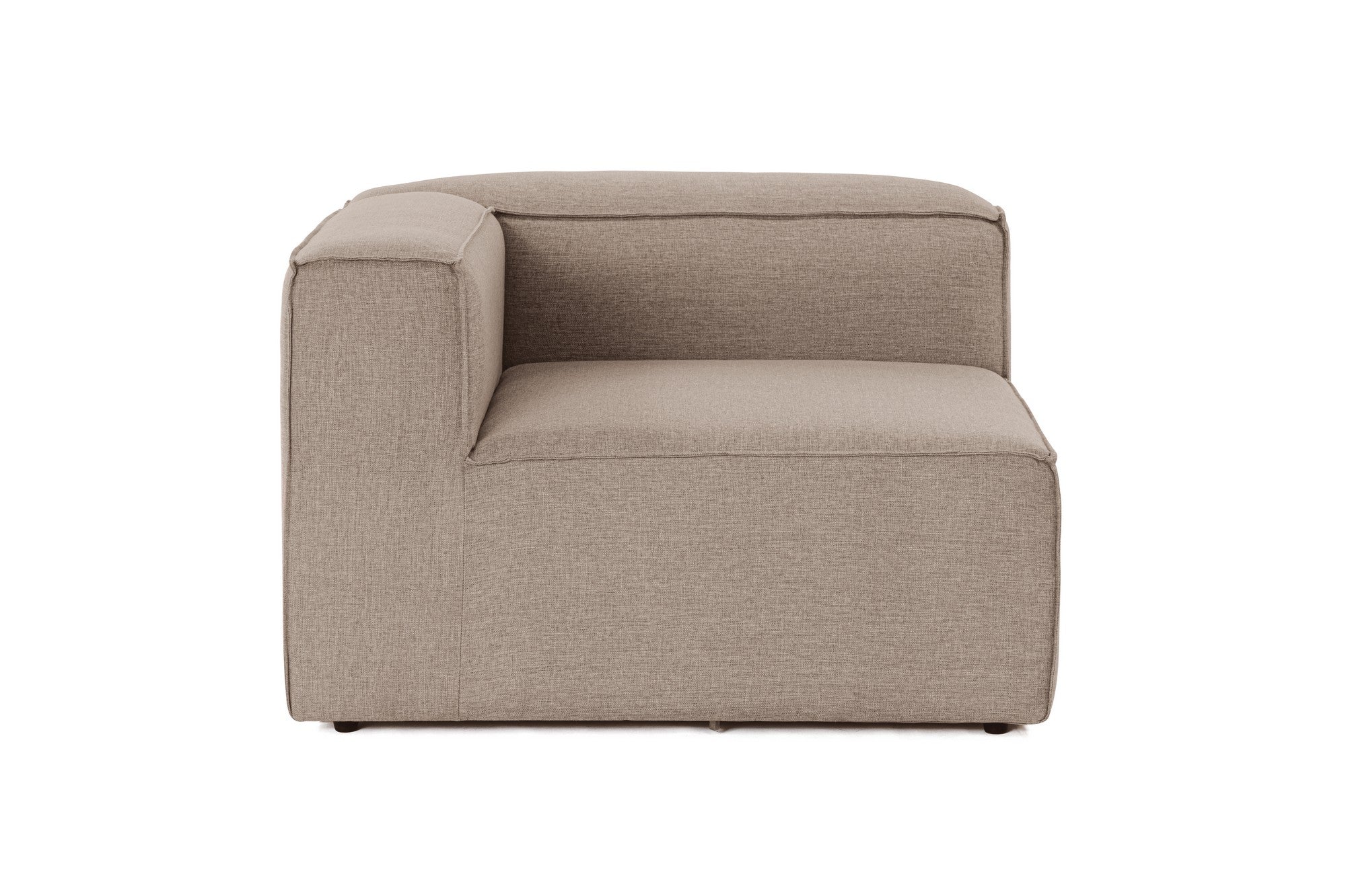 Sofá elegante de 1 lugar, linho marrom, 107 x 105 x 66 cm | Estrutura 100% madeira de carpa, espuma 32 DNS, pernas de plástico | Perfeito para salas de estar modernas e espaços aconchegantes