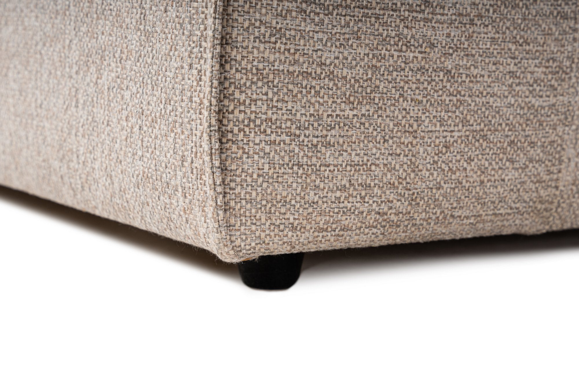 Sofá de canto elegante bege areia, 350 cm | Estrutura 100% madeira de carpa, tecido 100% linho, espuma 32 DNS, pernas de plástico | Elegante e confortável para salas de estar modernas