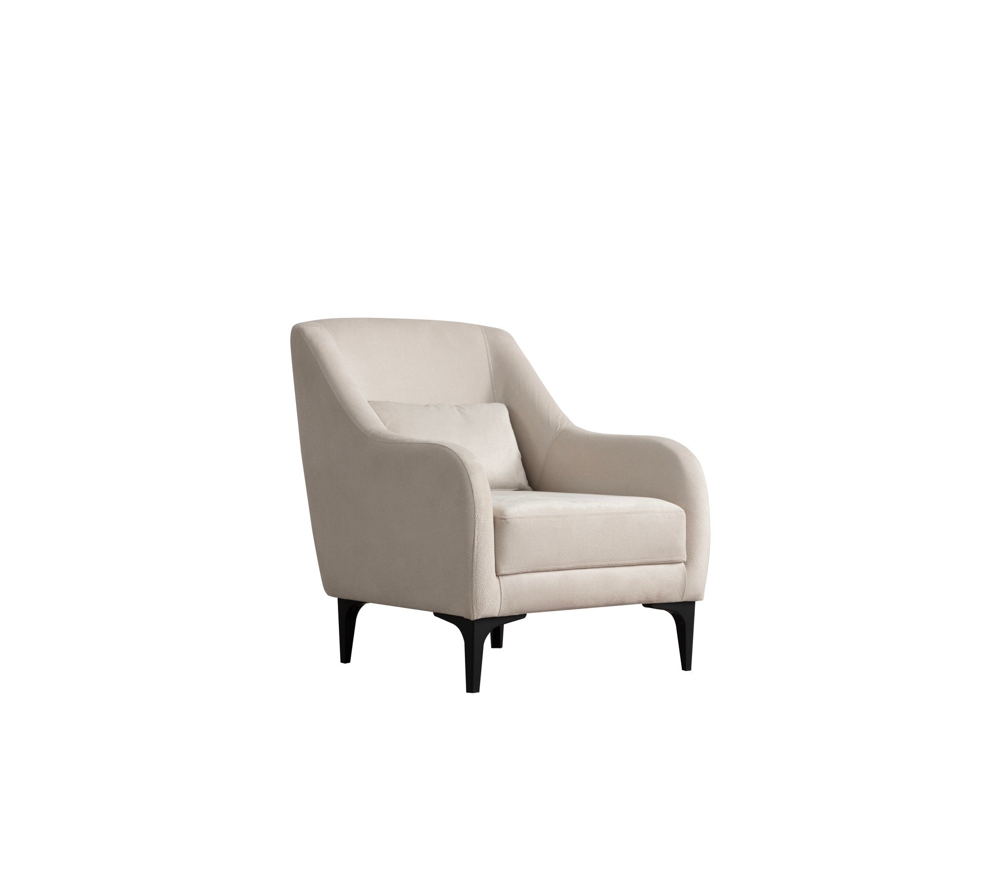 Poltrona Elegante, Cru, 60 x 72 x 81 cm | Estrutura em madeira de faia e aglomerado, 100% poliéster, almofada de espuma macia | Perfeita para sala de estar e escritório