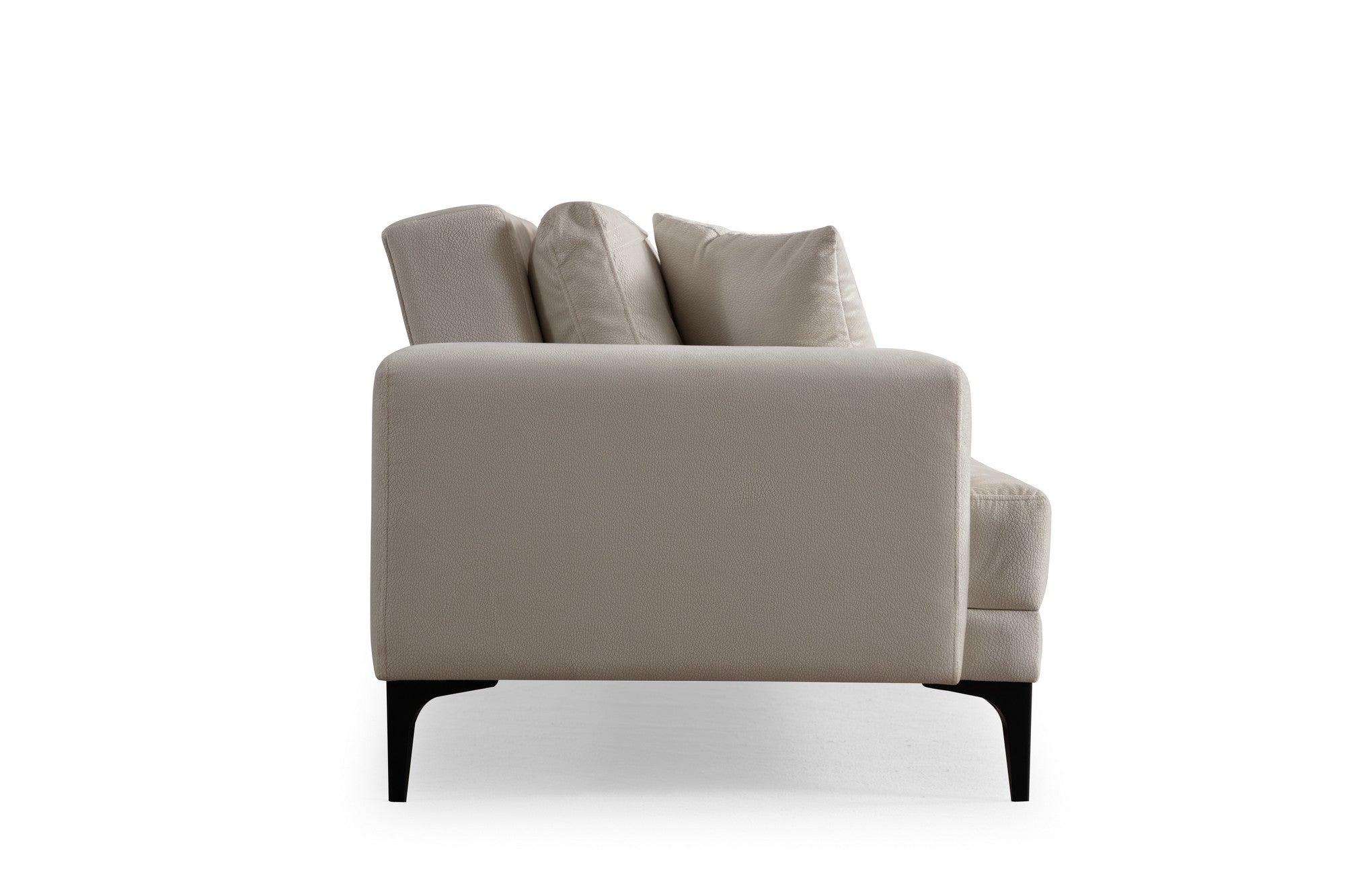 Sofá elegante de 3 lugares, cor crua, 234 x 100 x 78 cm | Estrutura em madeira de faia, 100% poliéster, almofadas de espuma macia | Perfeito para salas de estar modernas