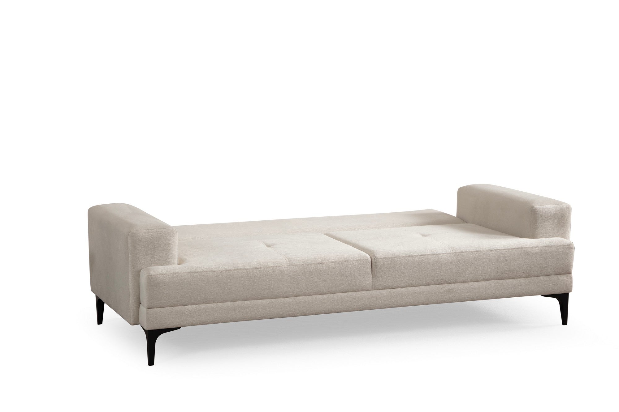 Sofá elegante de 3 lugares, cor crua, 234 x 100 x 78 cm | Estrutura em madeira de faia, 100% poliéster, almofadas de espuma macia | Perfeito para salas de estar modernas