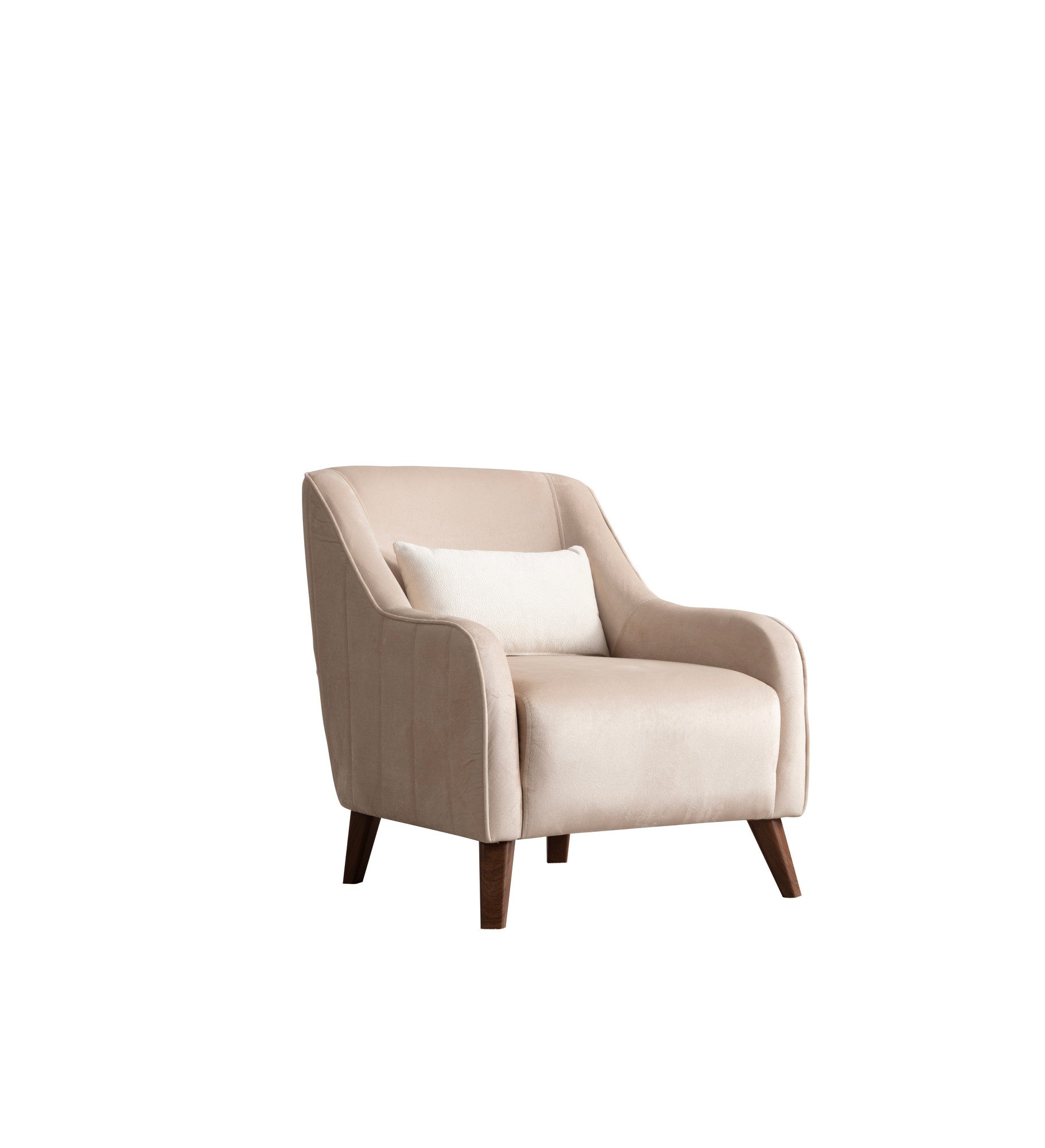 Poltrona Elegante, Cru, 60 x 72 x 81 cm | Estrutura em madeira de faia e aglomerado, 100% poliéster, espuma macia | Elegante e confortável para sala de estar e escritório