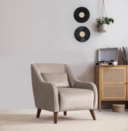 Poltrona Elegante, Cinza Claro, 60 x 72 x 81 cm | Estrutura em Madeira de Faia e Aglomerado, 100% Poliéster, Espuma Macia | Elegante e Confortável para Sala de Estar