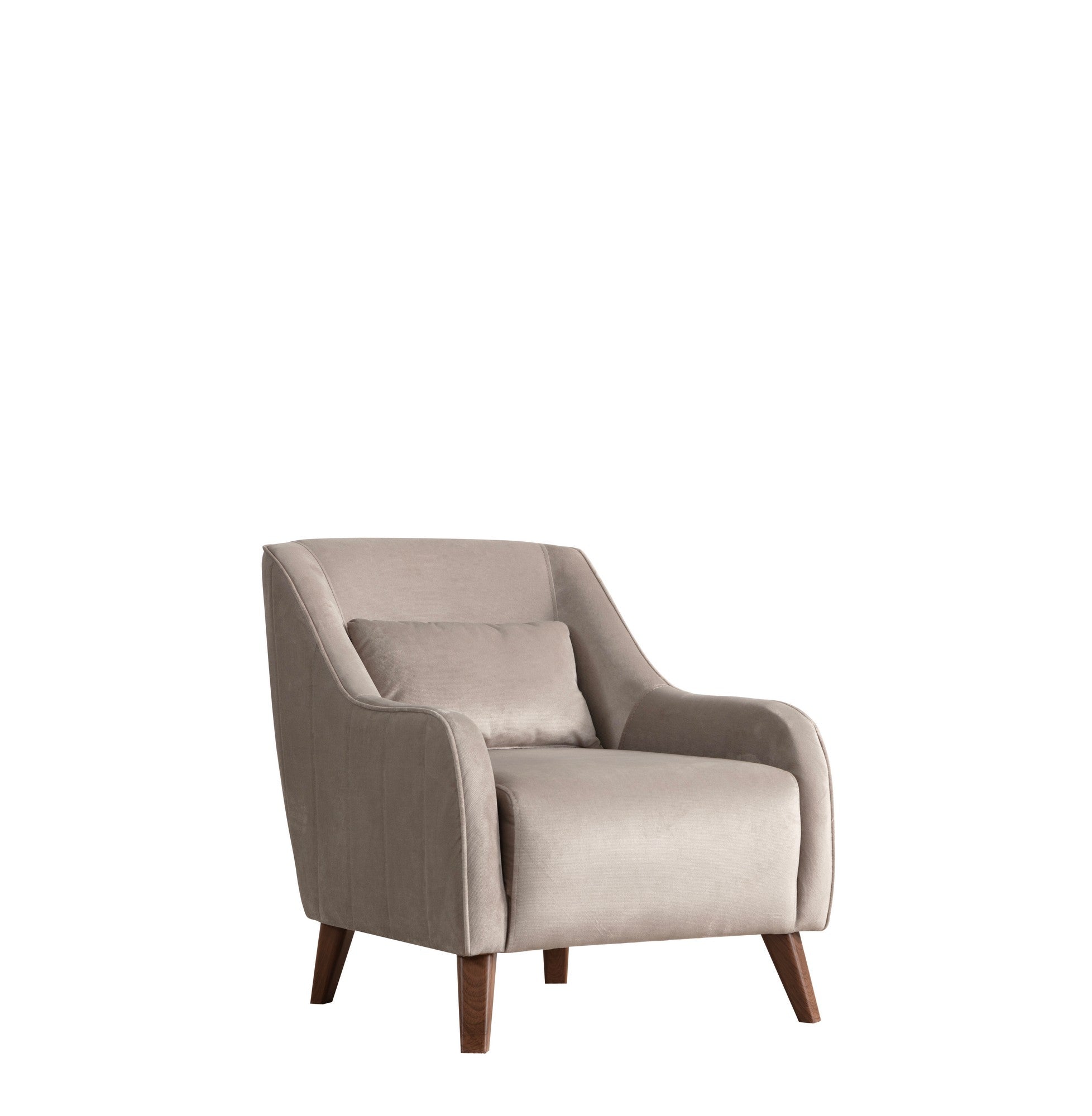 Poltrona Elegante, Cinza Claro, 60 x 72 x 81 cm | Estrutura em Madeira de Faia e Aglomerado, 100% Poliéster, Espuma Macia | Elegante e Confortável para Sala de Estar