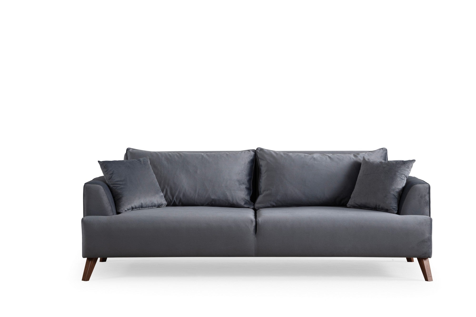 Sofá elegante de 3 lugares, cinza escuro, 220 x 100 x 78 cm | Estrutura em madeira de faia e aglomerado, 100% poliéster, lavável a seco | Design confortável e moderno para salas de estar