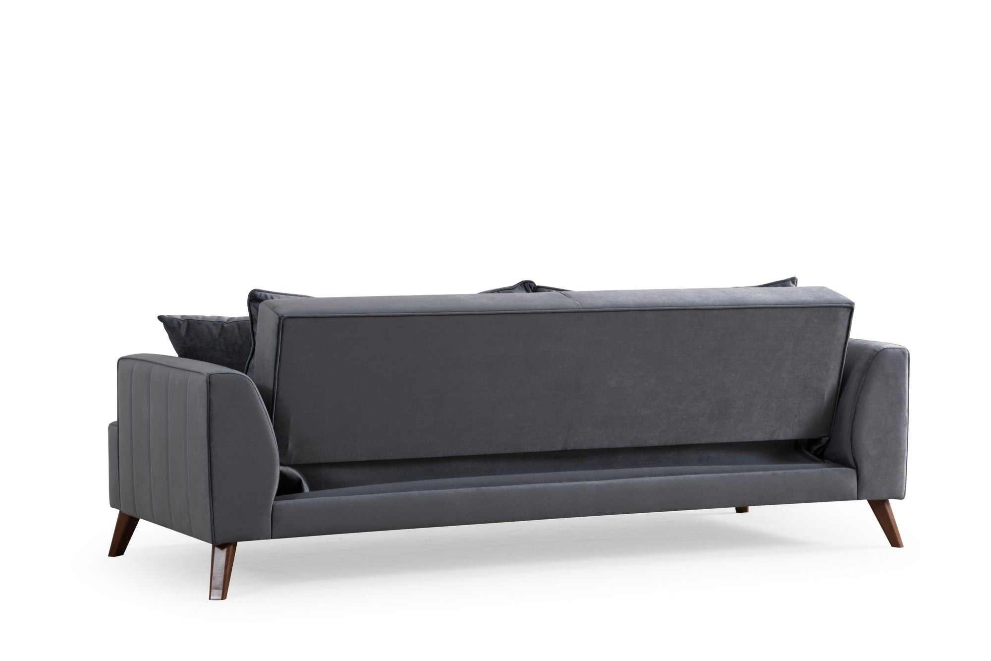 Sofá elegante de 3 lugares, cinza escuro, 220 x 100 x 78 cm | Estrutura em madeira de faia e aglomerado, 100% poliéster, lavável a seco | Design confortável e moderno para salas de estar