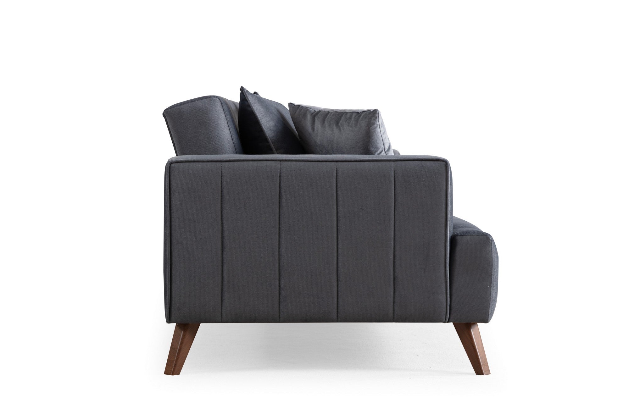 Sofá elegante de 3 lugares, cinza escuro, 220 x 100 x 78 cm | Estrutura em madeira de faia e aglomerado, 100% poliéster, lavável a seco | Design confortável e moderno para salas de estar