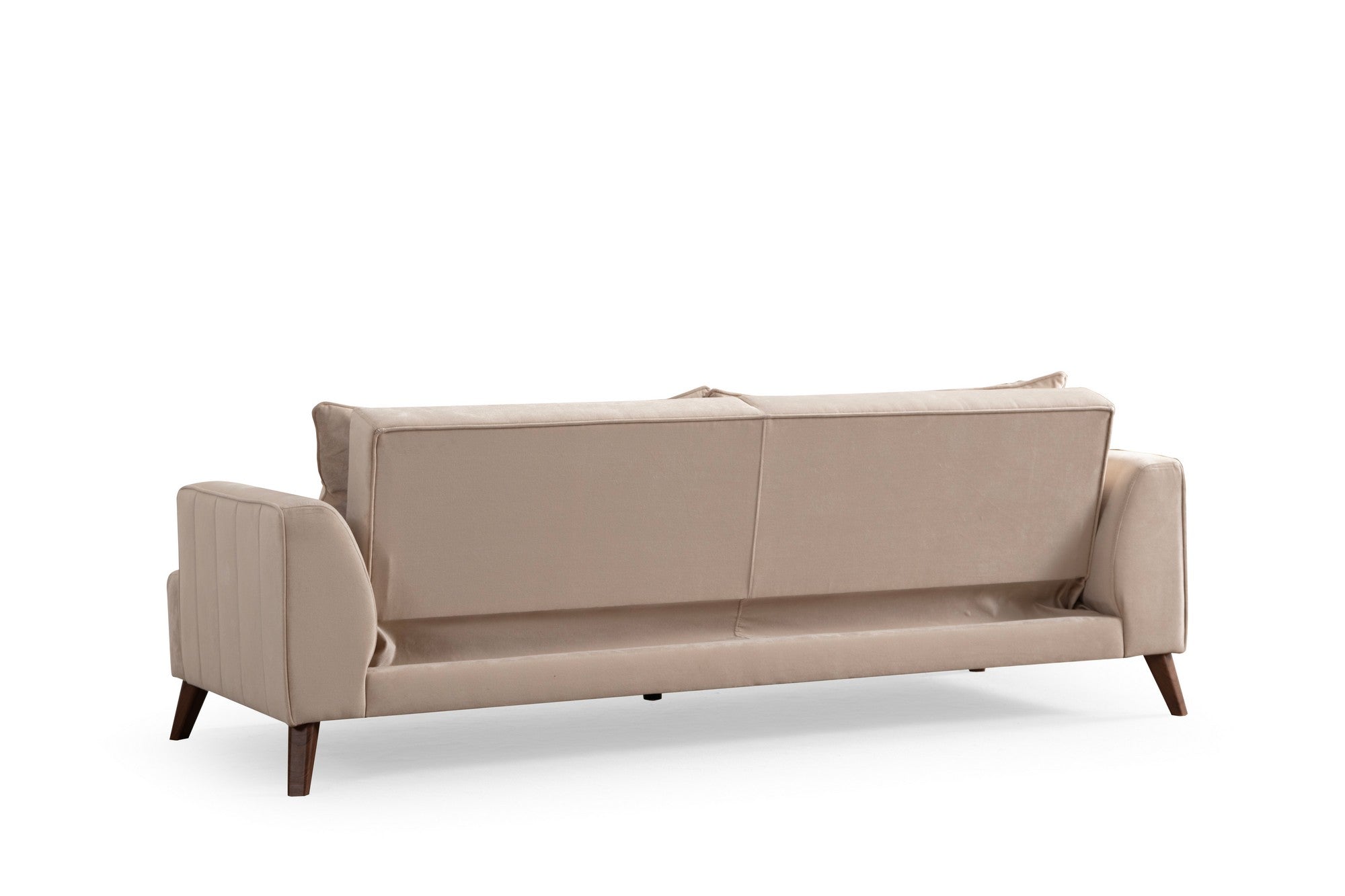 Sofá elegante de 3 lugares, cru, 220 x 100 x 78 cm | Estrutura em madeira de faia e aglomerado, 100% poliéster, almofadas de espuma macia | Perfeito para salas de estar modernas