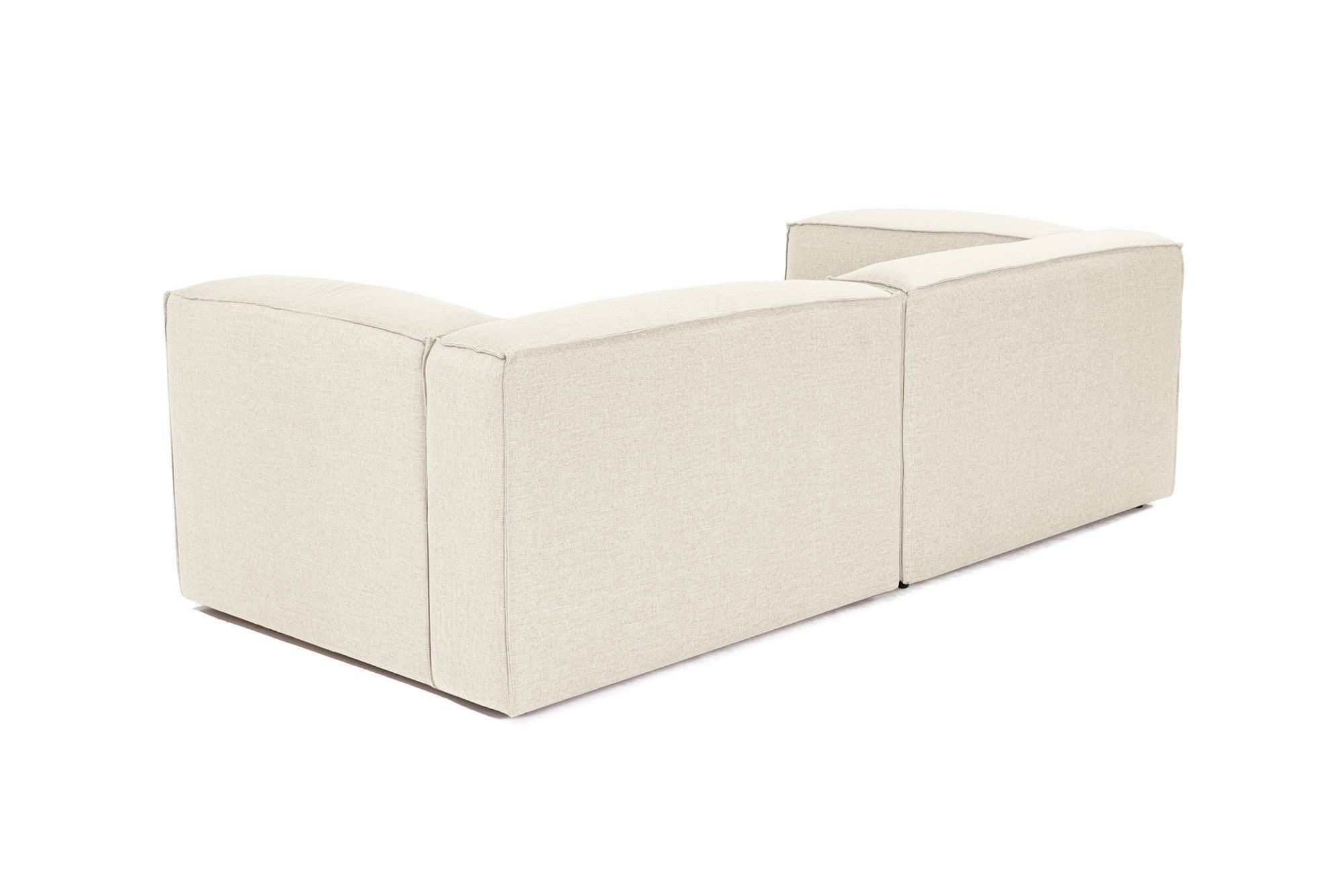Sofá de 2 lugares em cru, estrutura 100% madeira de carpa, tecido 100% linho, espuma 32 DNS, 214 x 66 x 105 cm | Elegante e confortável para espaços de vida modernos