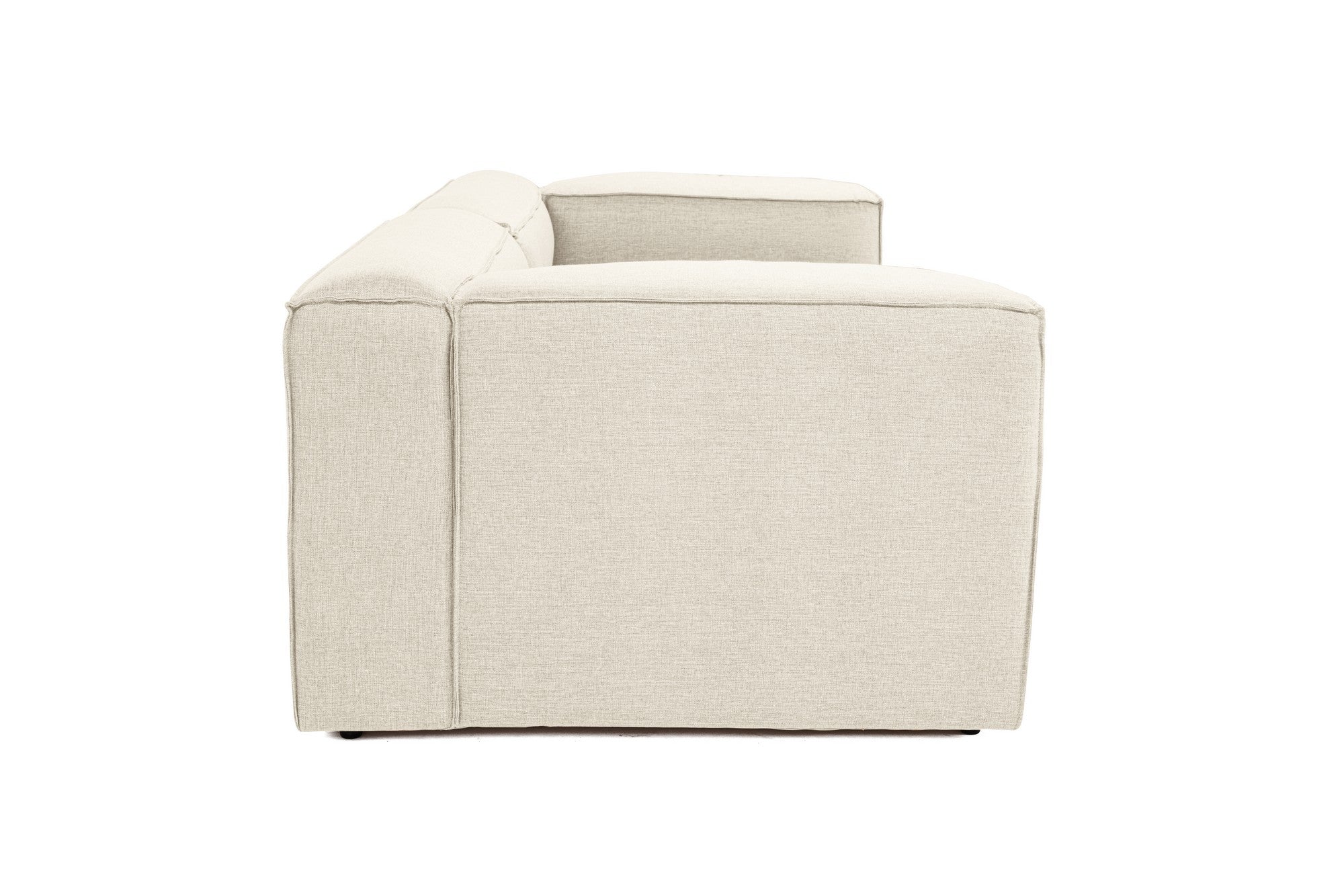 Sofá de 2 lugares em cru, estrutura 100% madeira de carpa, tecido 100% linho, espuma 32 DNS, 214 x 66 x 105 cm | Elegante e confortável para espaços de vida modernos
