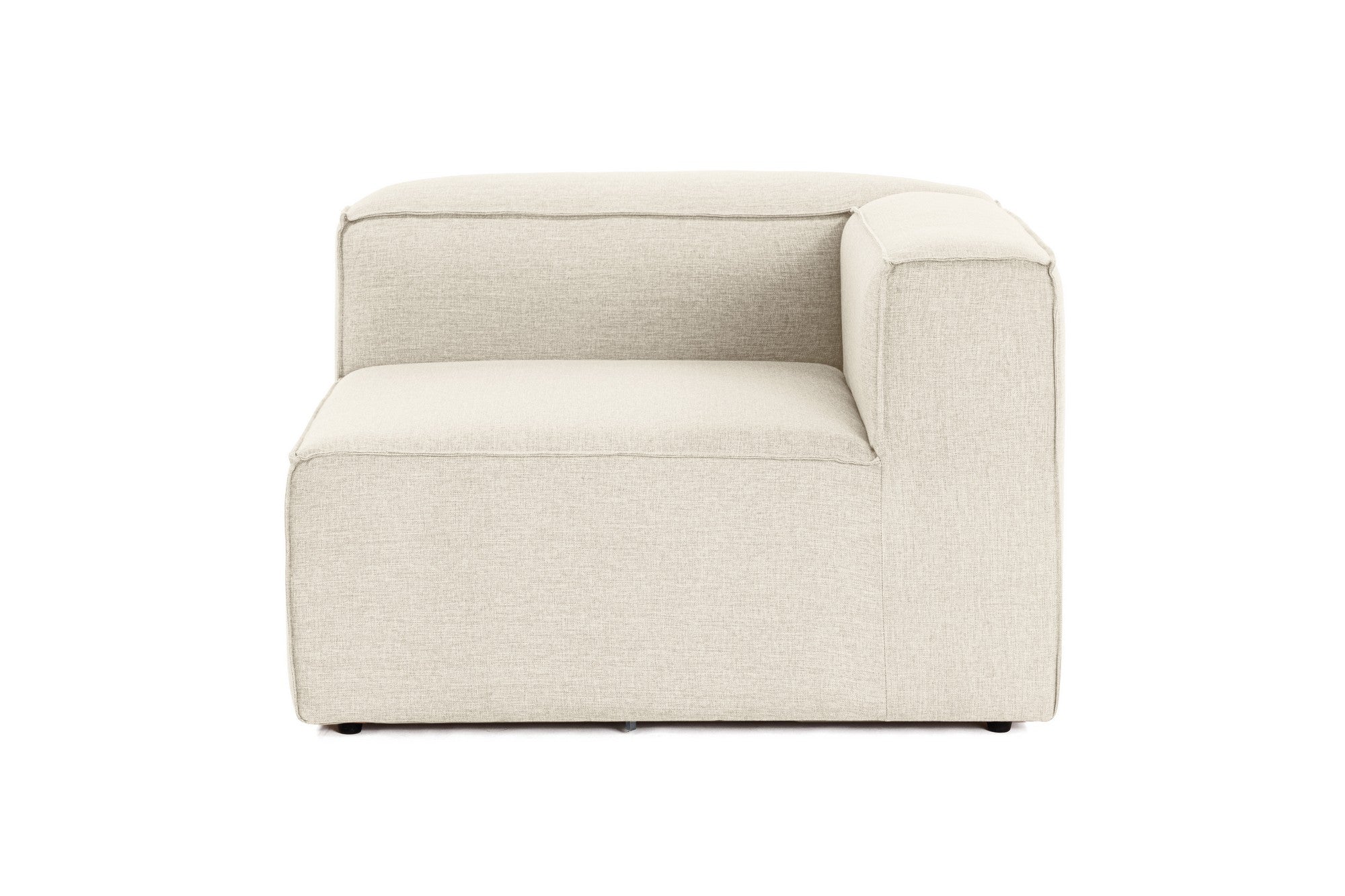 Sofá de 1 lugar em cru, 107 x 105 x 66 cm | Estrutura 100% madeira de carpa, tecido 100% linho, espuma 32 DNS | Elegante e confortável para espaços de convivência modernos
