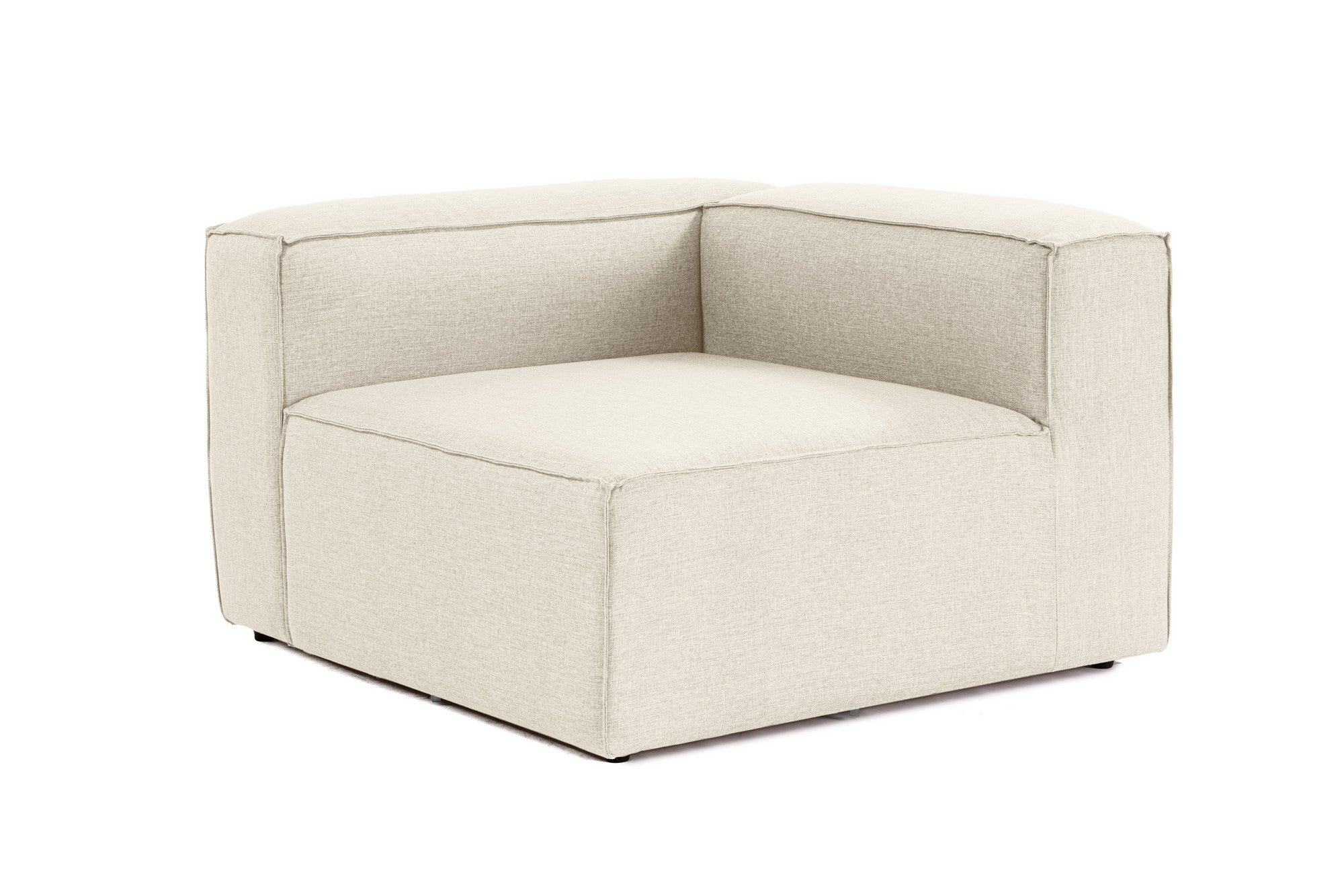 Sofá de 1 lugar em cru, 107 x 105 x 66 cm | Estrutura 100% madeira de carpa, tecido 100% linho, espuma 32 DNS | Elegante e confortável para espaços de convivência modernos