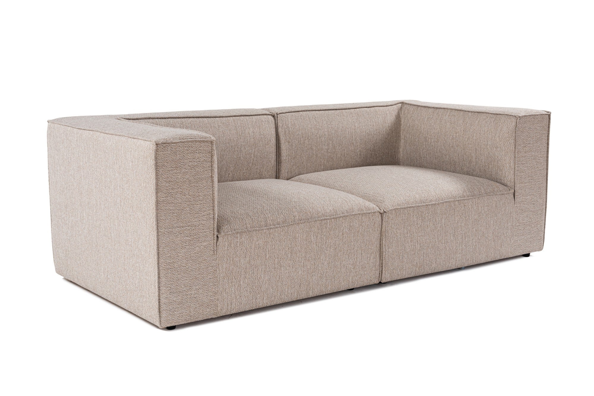Sofá elegante de 2 lugares, bege areia, 190 x 95 x 65 cm | Estrutura 100% madeira de carpa, tecido 100% linho, espuma 32 DNS | Elegante e confortável para espaços de convivência modernos