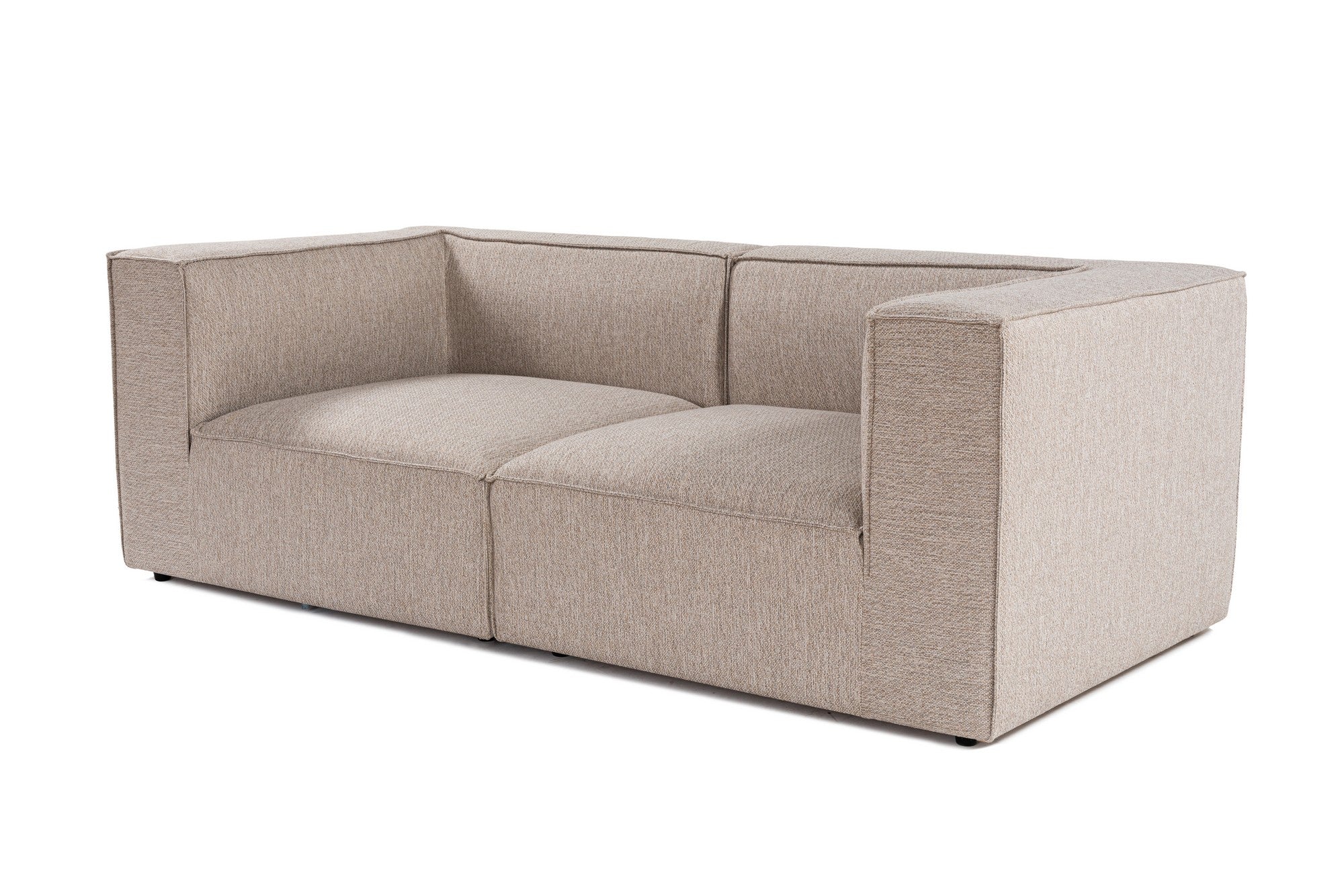 Sofá elegante de 2 lugares, bege areia, 190 x 95 x 65 cm | Estrutura 100% madeira de carpa, tecido 100% linho, espuma 32 DNS | Elegante e confortável para espaços de convivência modernos