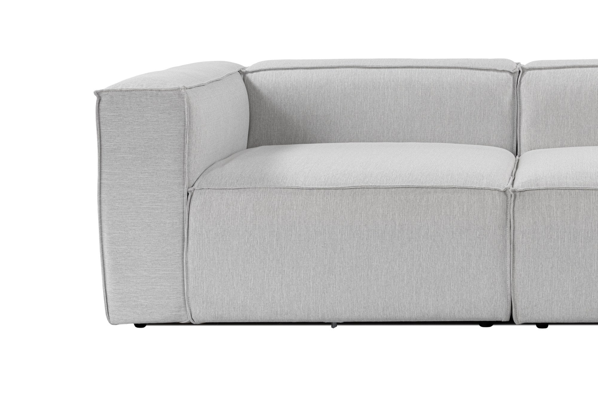 Sofá elegante de 2 lugares, cinza claro, 248 cm de largura | Estrutura 100% madeira de carpa, tecido 100% linho, espuma 32 DNS | Perfeito para salas de estar modernas e espaços aconchegantes