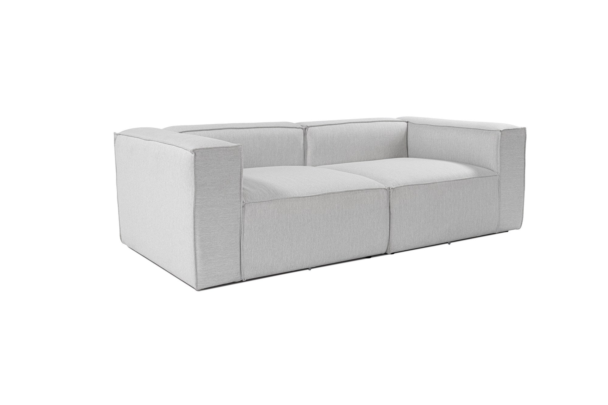 Sofá elegante de 2 lugares, cinza claro, 248 cm de largura | Estrutura 100% madeira de carpa, tecido 100% linho, espuma 32 DNS | Perfeito para salas de estar modernas e espaços aconchegantes