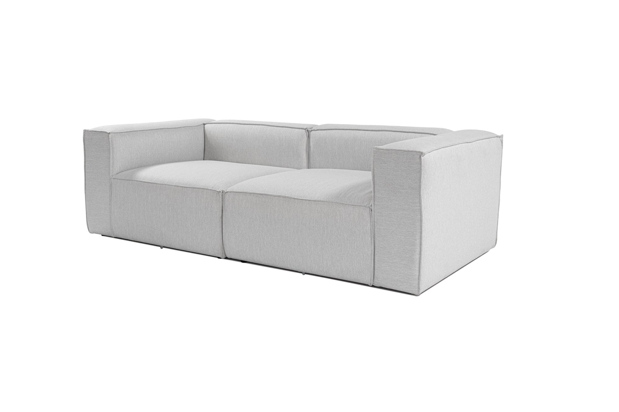 Sofá elegante de 2 lugares, cinza claro, 248 cm de largura | Estrutura 100% madeira de carpa, tecido 100% linho, espuma 32 DNS | Perfeito para salas de estar modernas e espaços aconchegantes
