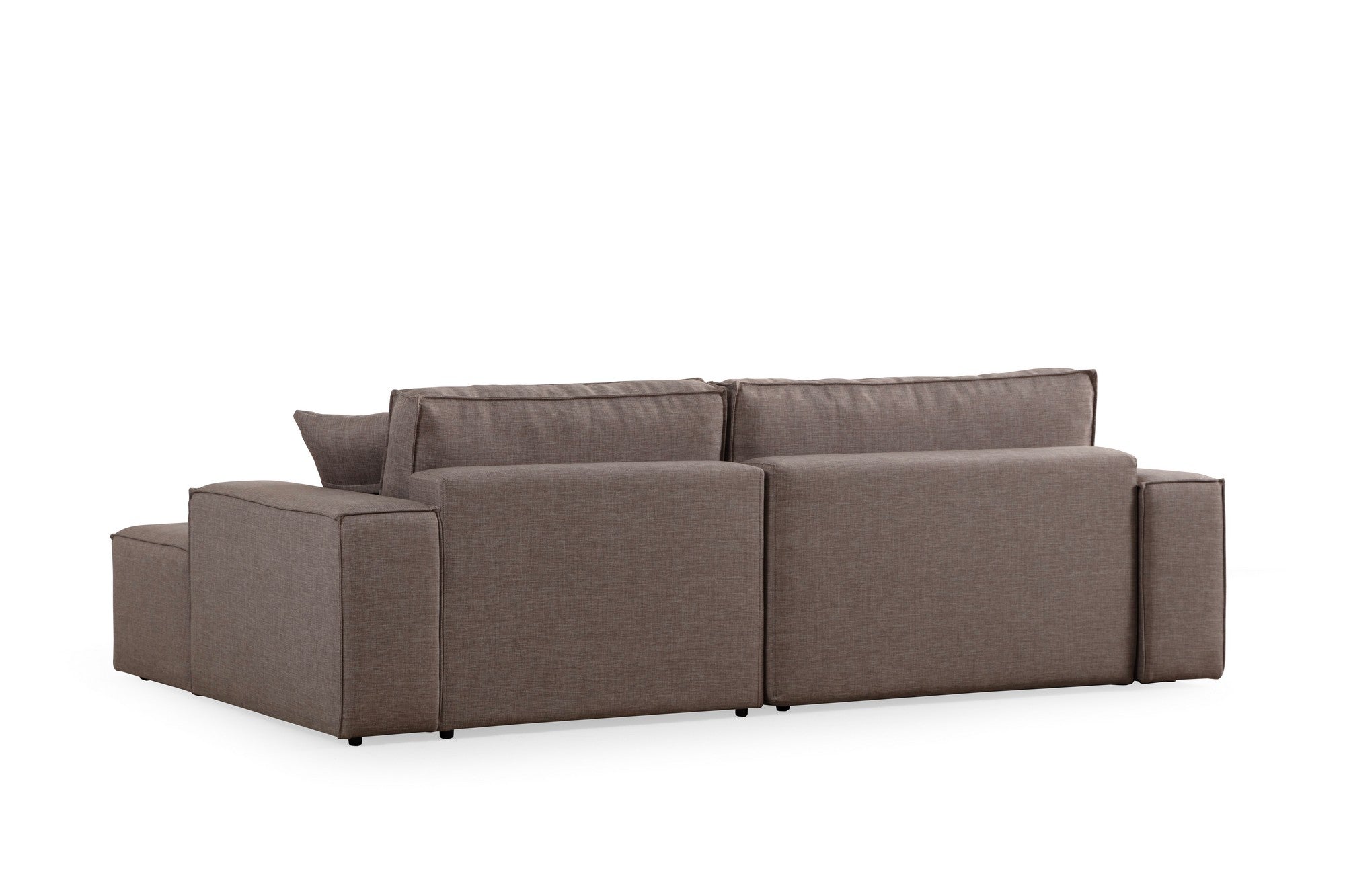 Sofá-cama de canto elegante, marrom, 260 cm | Estrutura em madeira de faia e aglomerado, 100% poliéster | Mecanismo deslizante, tecido lavável a seco, perfeito para ambientes modernos