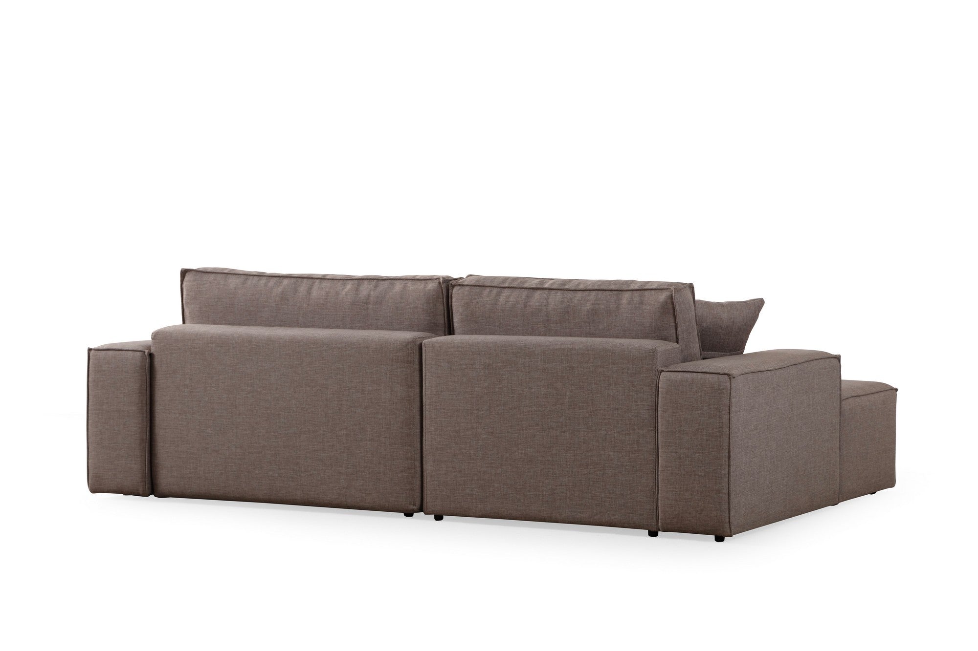 Sofá-cama de canto elegante, marrom, 260 cm | Estrutura em madeira de faia e aglomerado, 100% poliéster | Mecanismo deslizante, espuma macia, tecido lavável a seco | Perfeito para espaços modernos