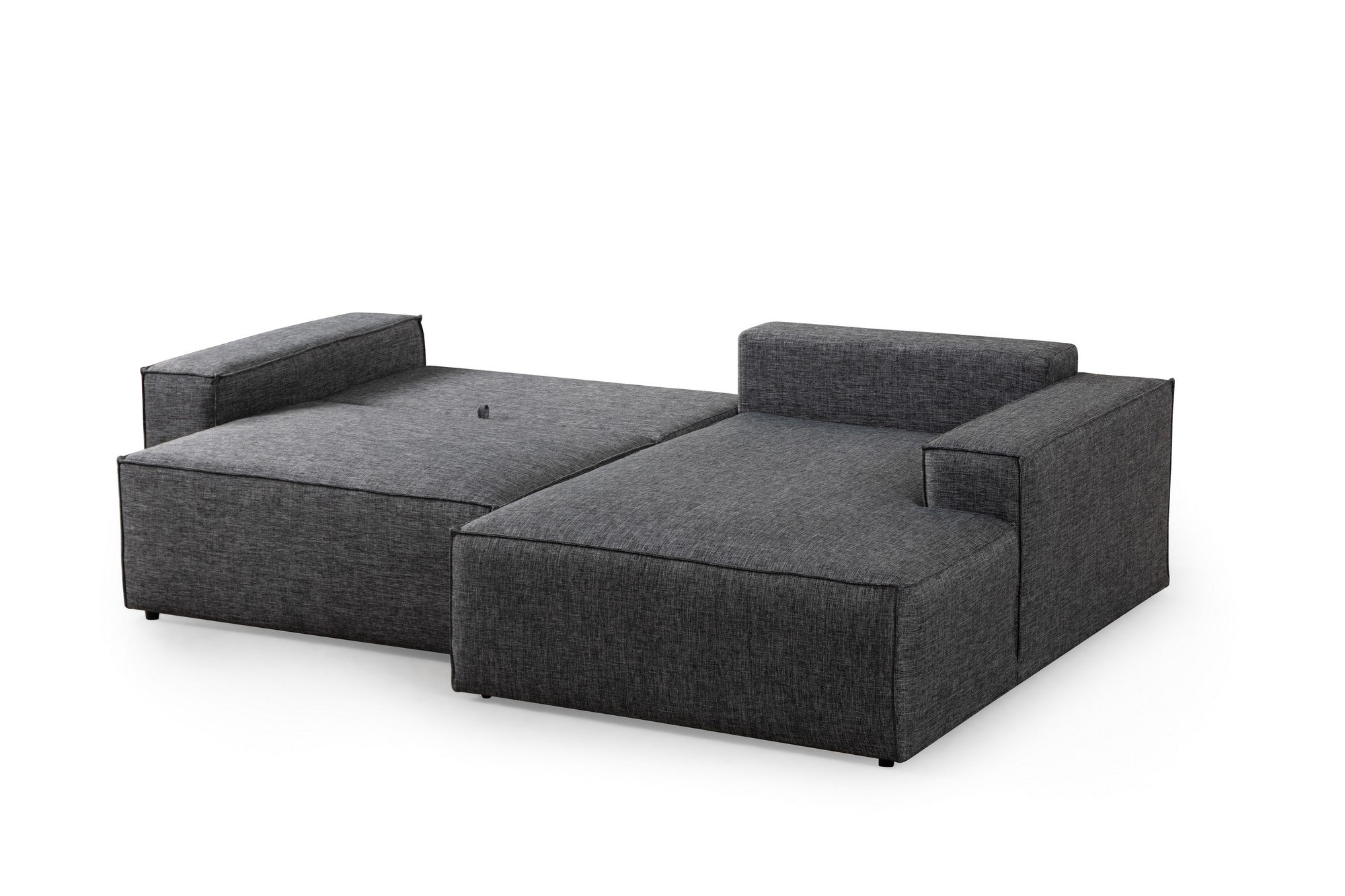 Sofá-cama de canto elegante, cinza escuro, 260 cm | Estrutura em madeira de faia e aglomerado, 100% poliéster | Mecanismo deslizante, espuma macia, perfeito para espaços modernos