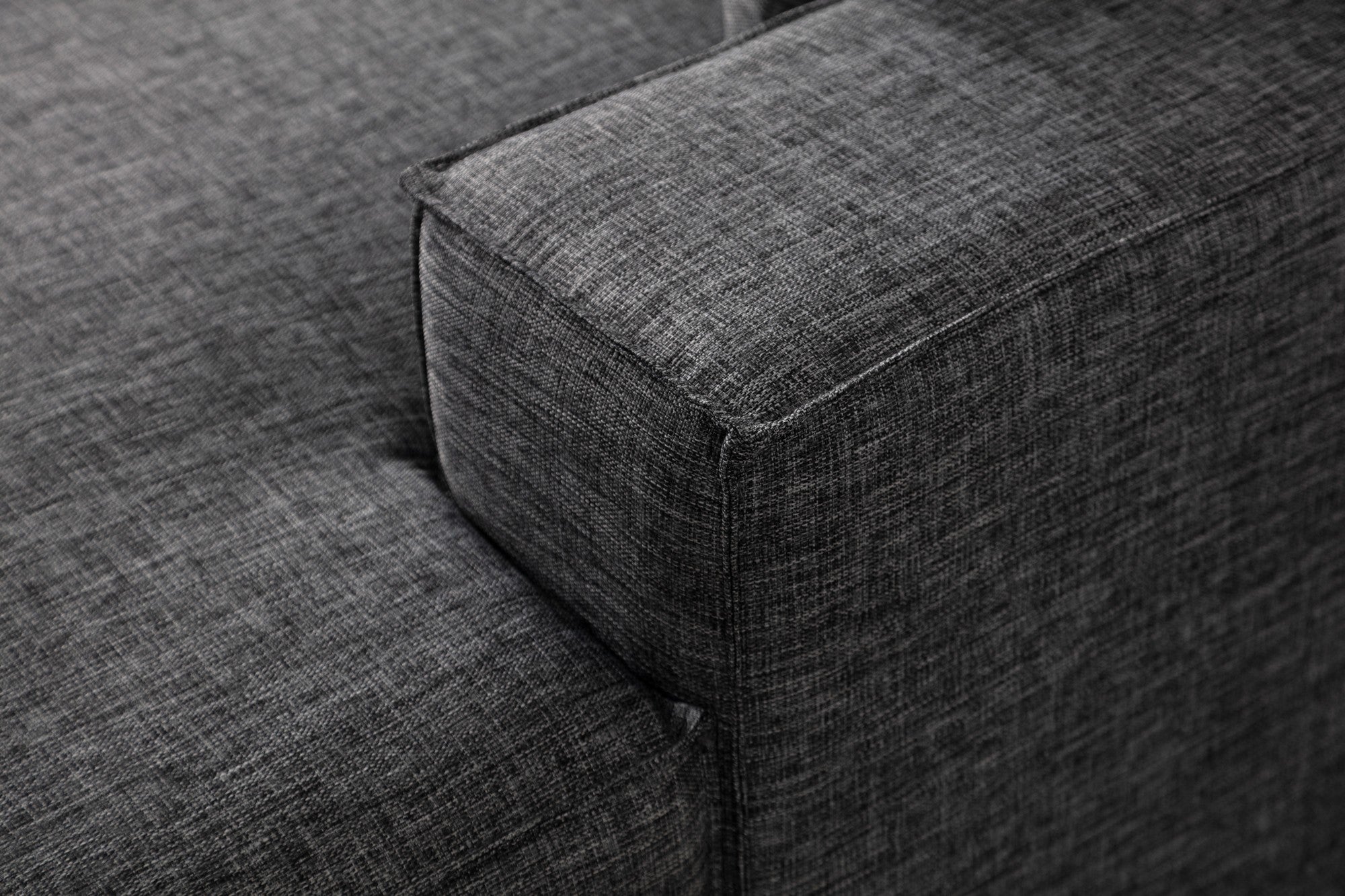Sofá-cama de canto elegante, cinza escuro, 260 cm | Estrutura em madeira de faia e aglomerado, 100% poliéster | Mecanismo deslizante, espuma macia, perfeito para espaços modernos