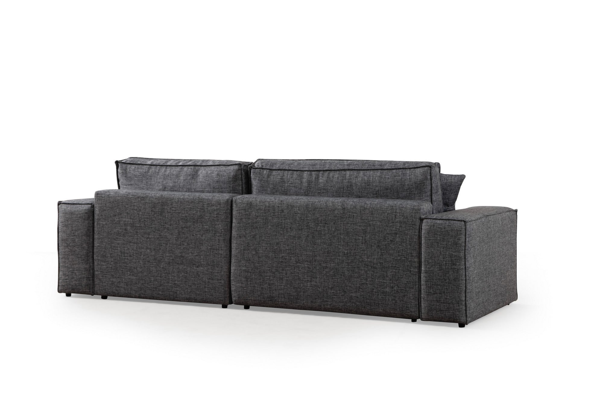 Sofá-cama de canto elegante, cinza escuro, 260 cm | Estrutura em madeira de faia e aglomerado, 100% poliéster | Mecanismo deslizante, espuma macia, perfeito para espaços modernos