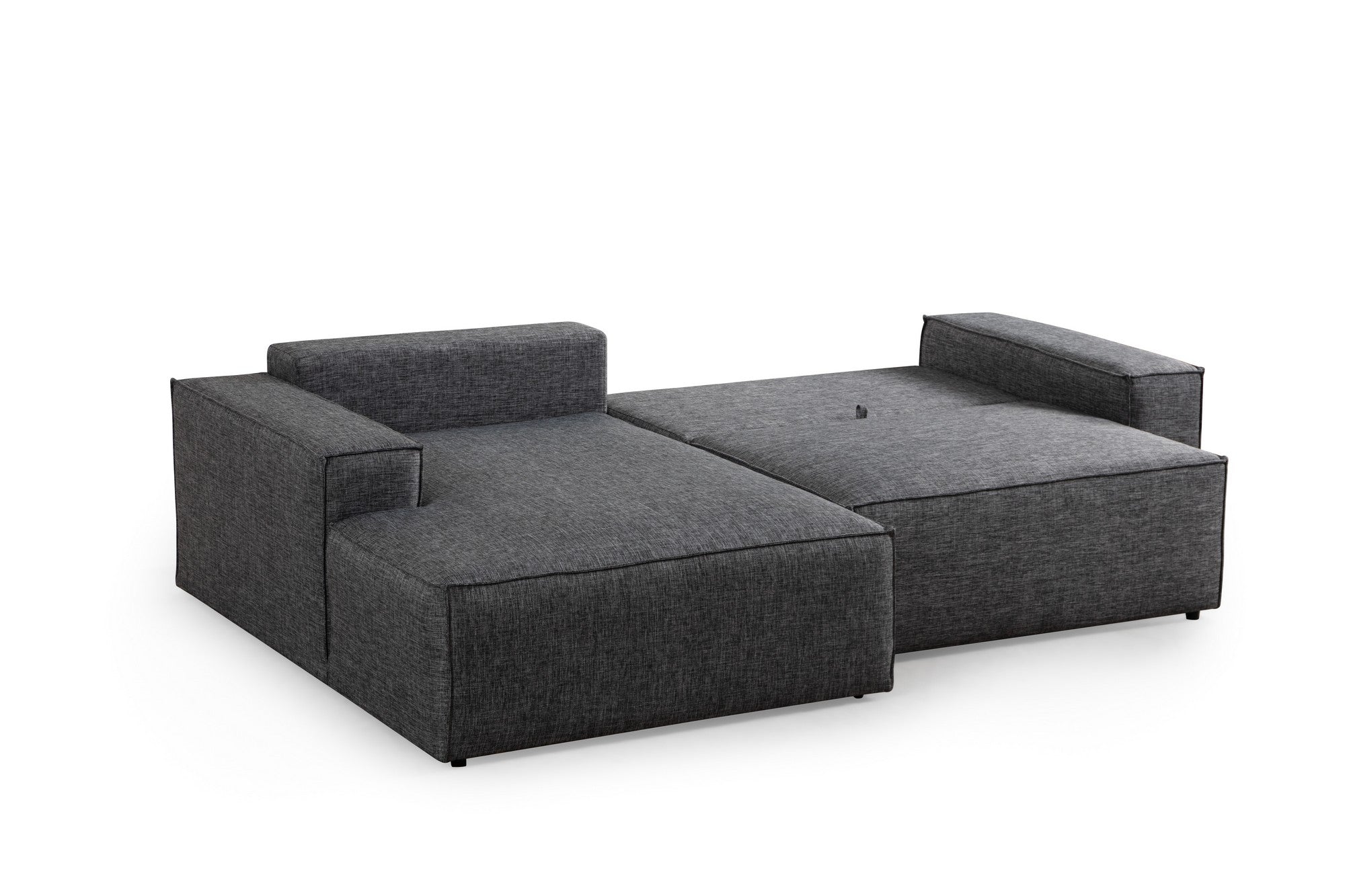 Sofá-cama de canto elegante, cinza escuro, 260 cm | Estrutura em madeira de faia e aglomerado, 100% poliéster | Mecanismo deslizante, espuma confortável, perfeito para espaços modernos