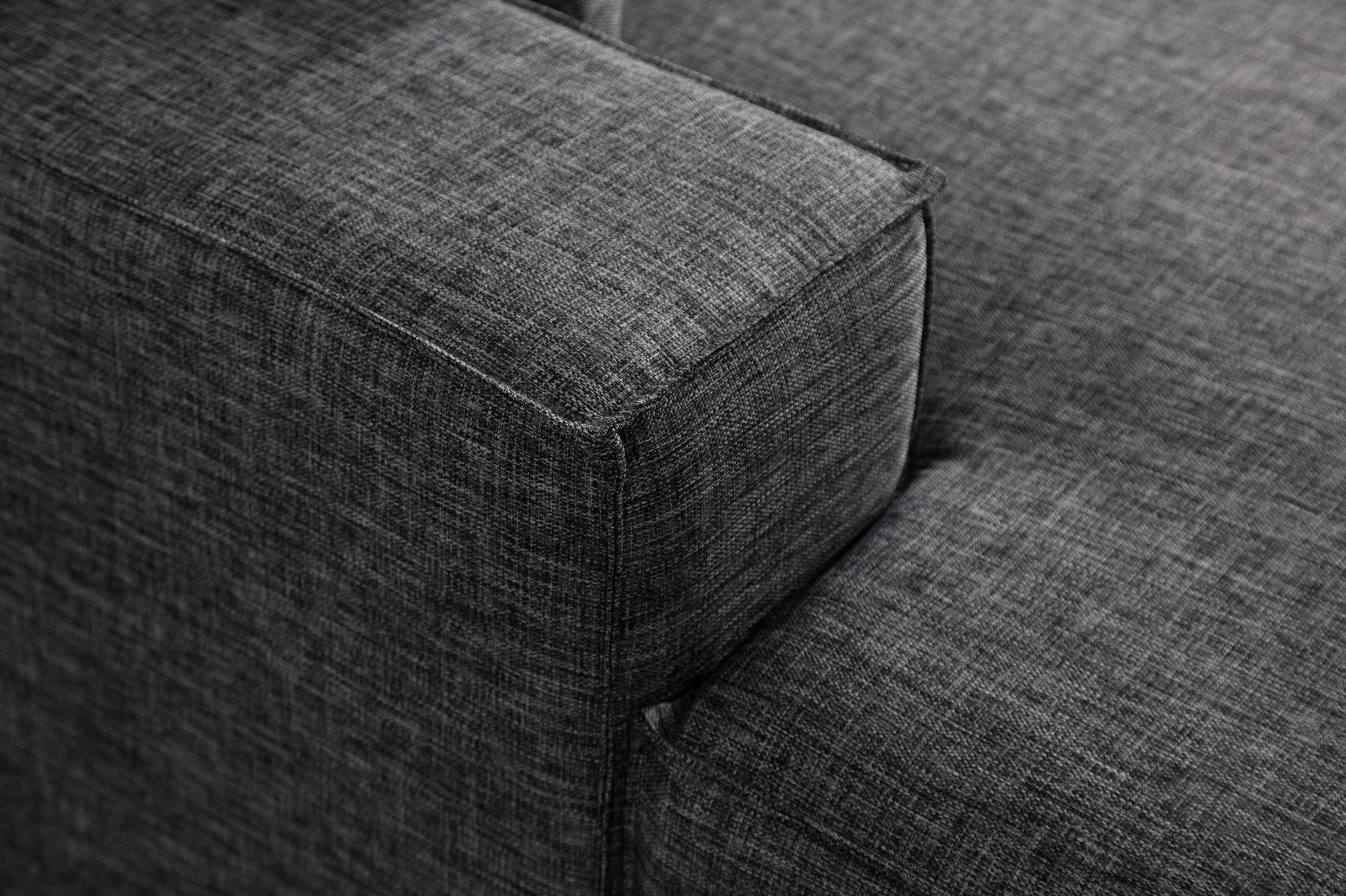 Sofá-cama de canto elegante, cinza escuro, 260 cm | Estrutura em madeira de faia e aglomerado, 100% poliéster | Mecanismo deslizante, espuma confortável, perfeito para espaços modernos