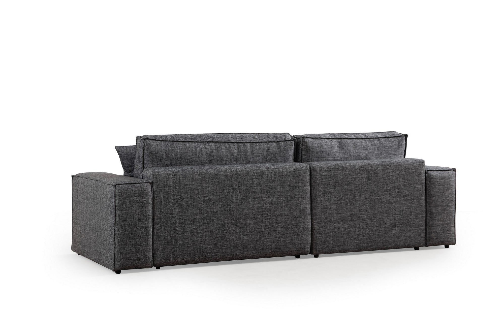 Sofá-cama de canto elegante, cinza escuro, 260 cm | Estrutura em madeira de faia e aglomerado, 100% poliéster | Mecanismo deslizante, espuma confortável, perfeito para espaços modernos