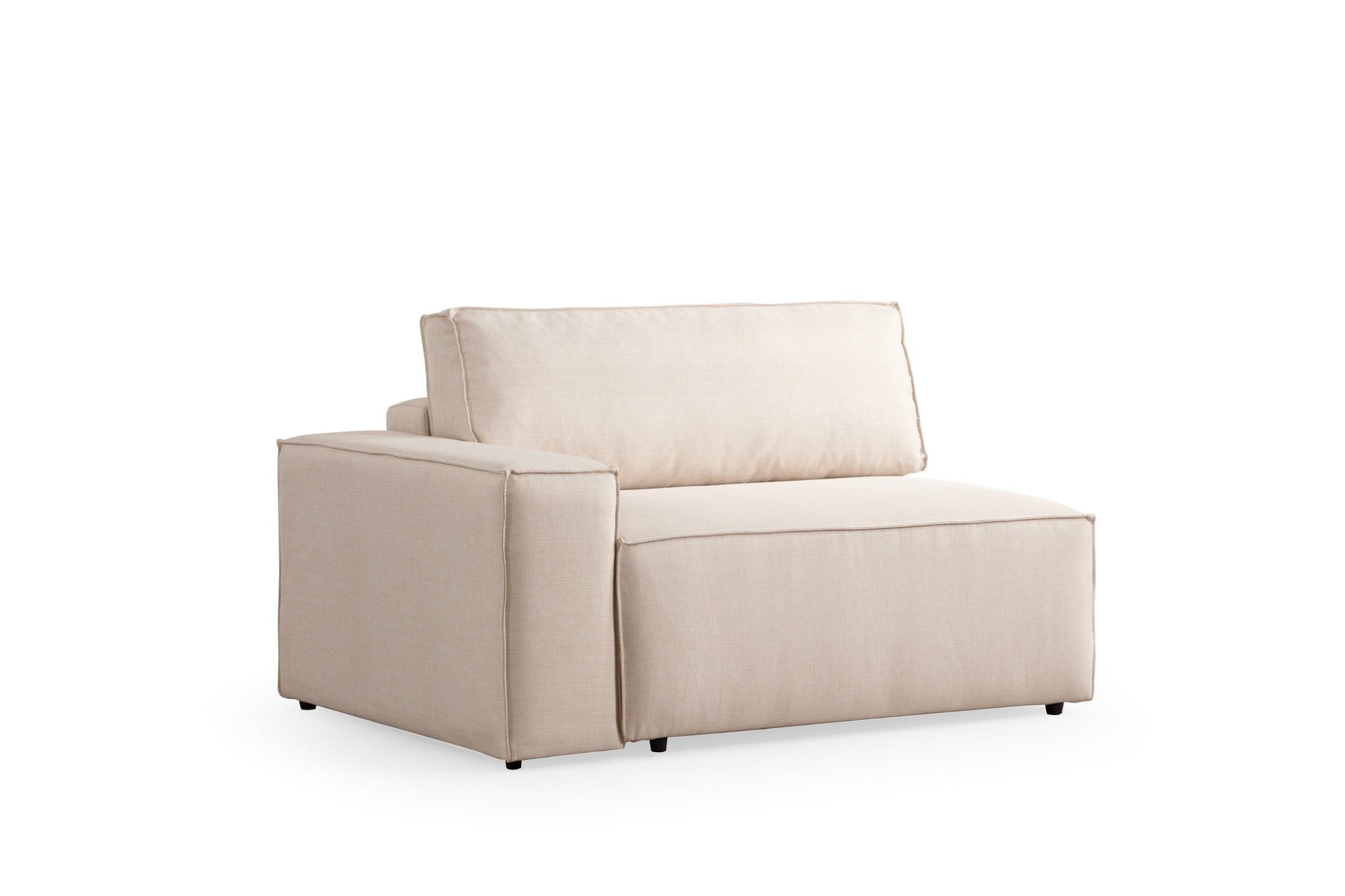 Sofá-cama de canto elegante em cru, estrutura de madeira de faia e aglomerado, 260 cm | 100% poliéster, mecanismo deslizante, espuma macia | Perfeito para espaços de convivência modernos