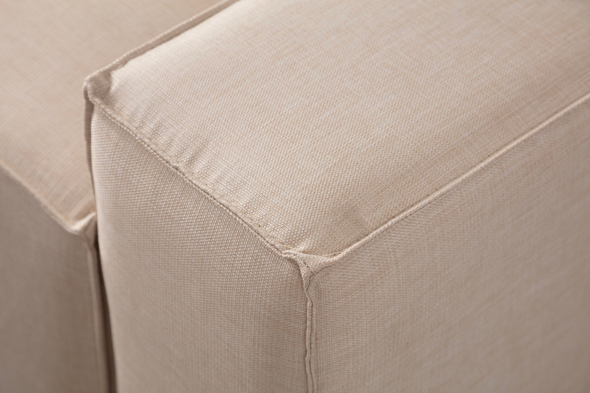 Sofá-cama de canto elegante, cru, 260 cm | Estrutura em madeira de faia e aglomerado, 100% poliéster | Mecanismo deslizante, espuma macia, perfeito para espaços modernos