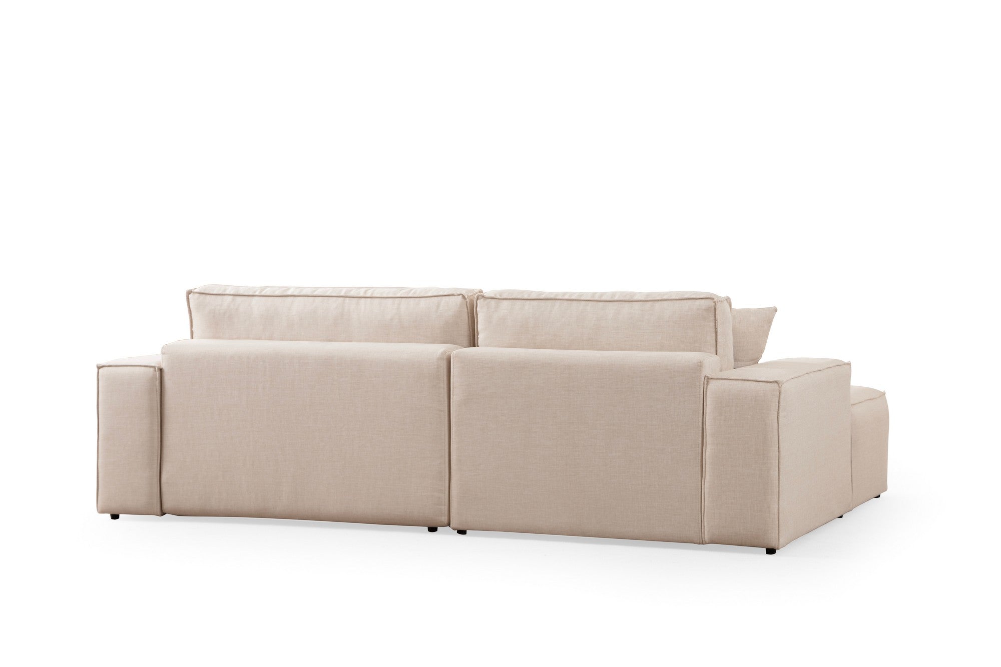 Sofá-cama de canto elegante, cru, 260 cm | Estrutura em madeira de faia e aglomerado, 100% poliéster | Mecanismo deslizante, espuma macia, perfeito para espaços modernos