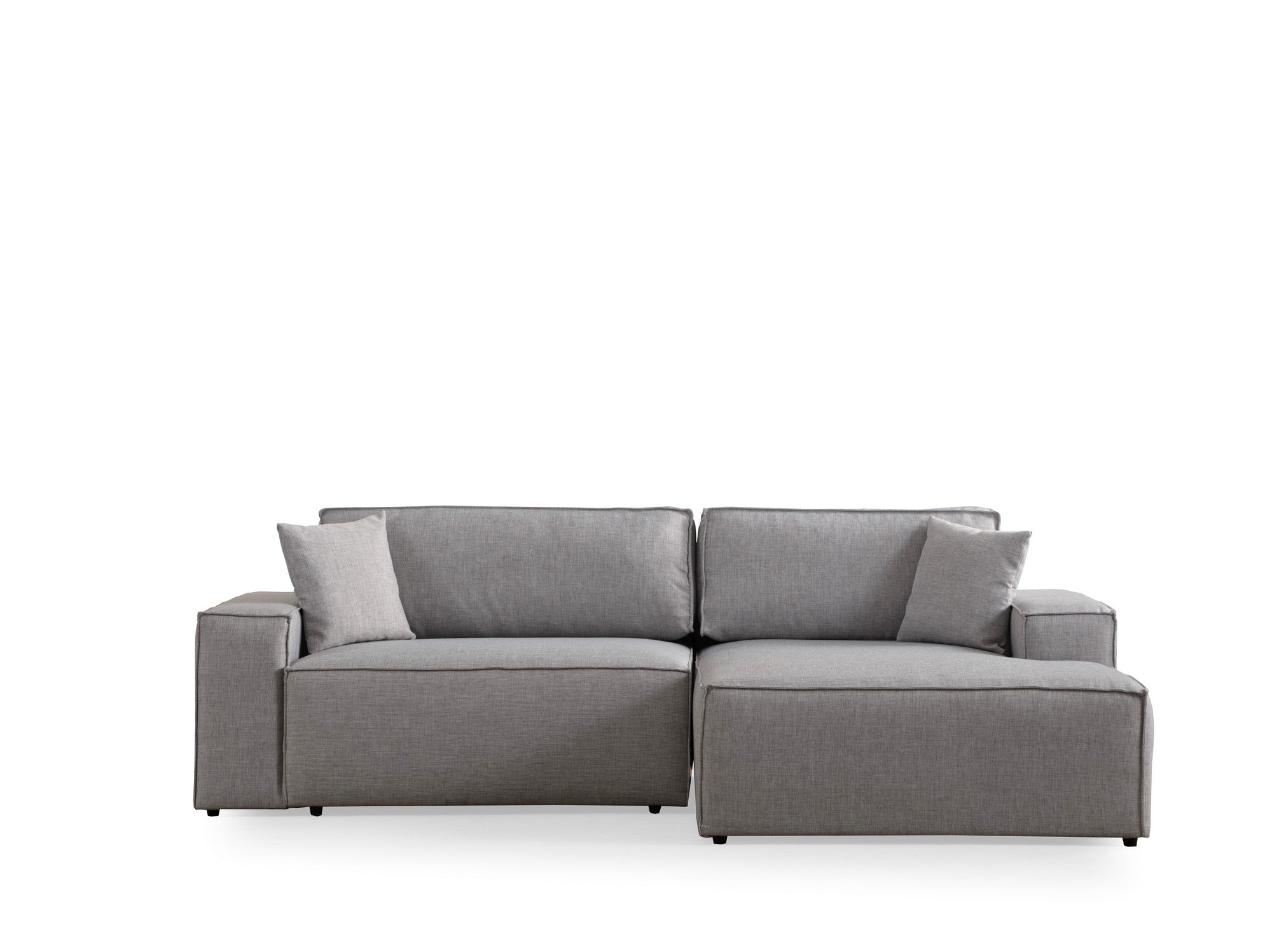 Sofá-cama de canto elegante, cinza claro, 260 cm | Estrutura em madeira de faia e aglomerado, 100% poliéster | Mecanismo deslizante, espuma macia, perfeito para espaços modernos