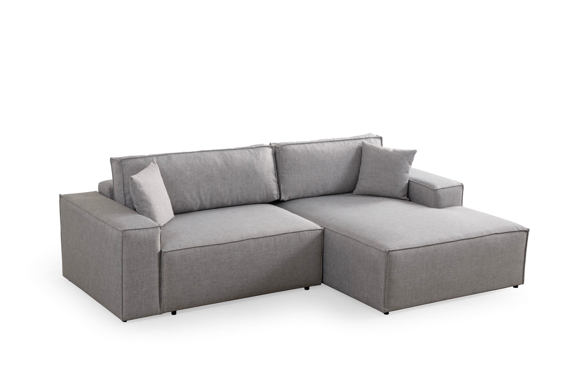 Sofá-cama de canto elegante, cinza claro, 260 cm | Estrutura em madeira de faia e aglomerado, 100% poliéster | Mecanismo deslizante, espuma macia, perfeito para espaços modernos