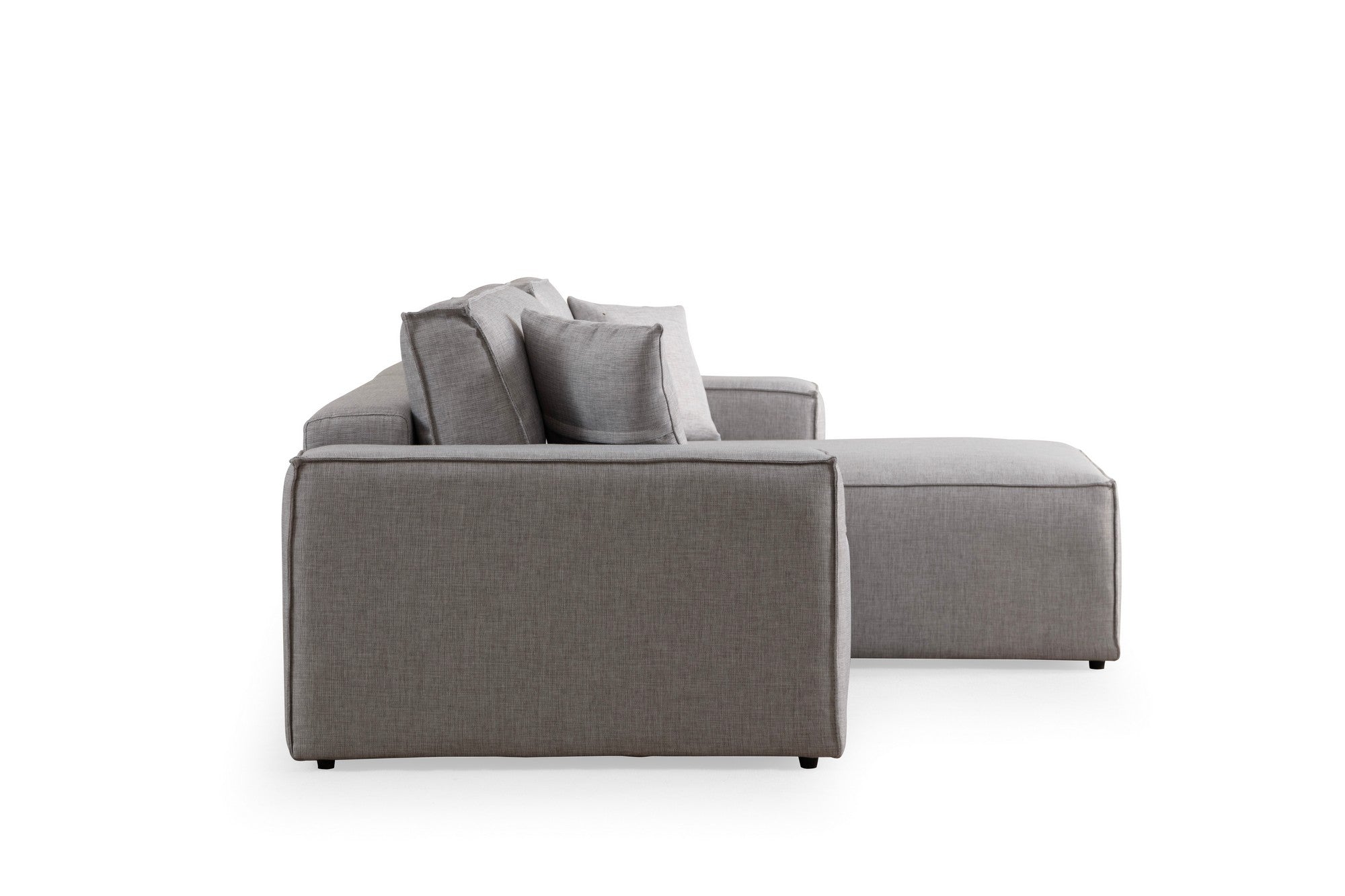 Sofá-cama de canto elegante, cinza claro, 260 cm | Estrutura em madeira de faia e aglomerado, 100% poliéster | Mecanismo deslizante, espuma macia, perfeito para espaços modernos