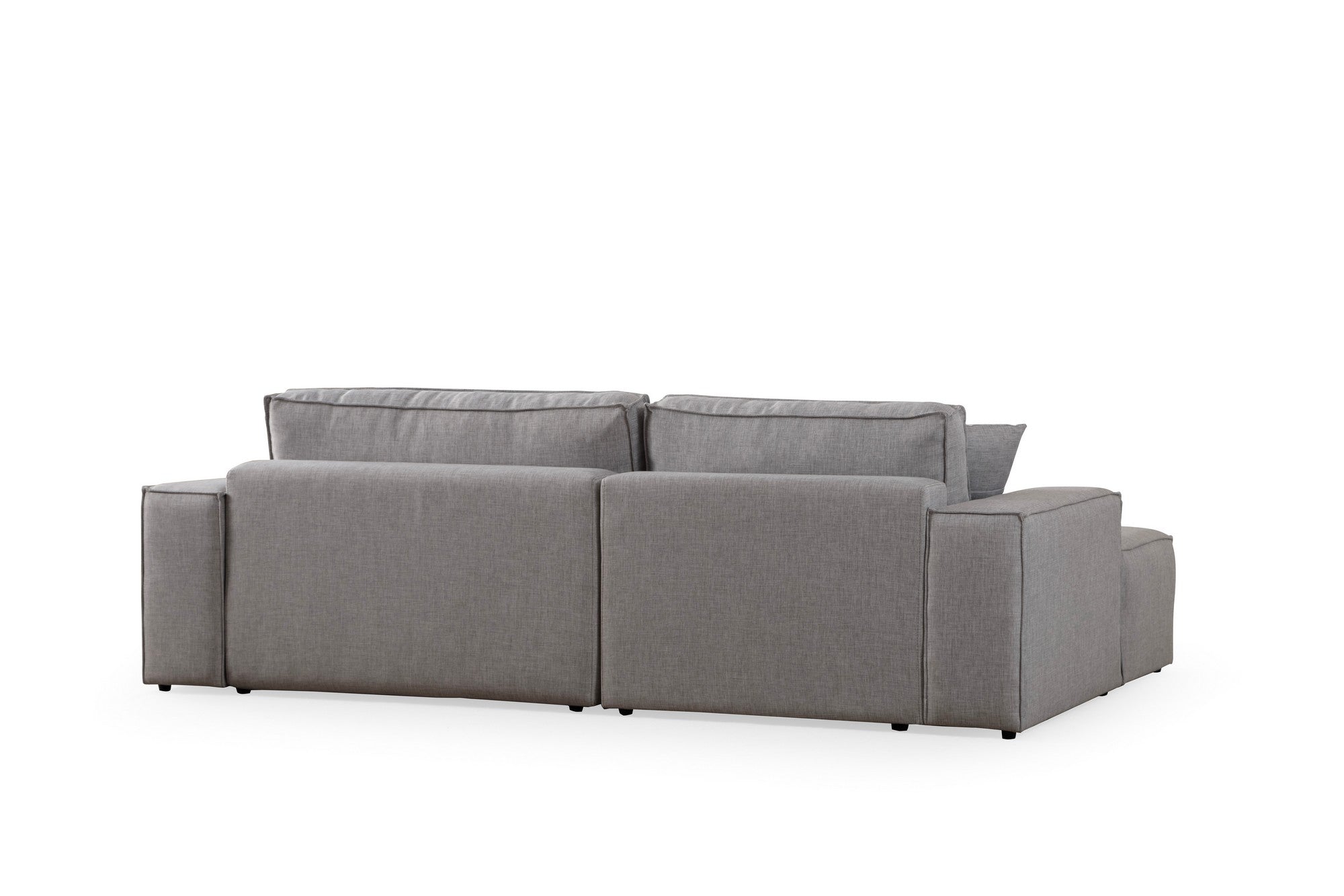 Sofá-cama de canto elegante, cinza claro, 260 cm | Estrutura em madeira de faia e aglomerado, 100% poliéster | Mecanismo deslizante, tecido lavável a seco, design moderno