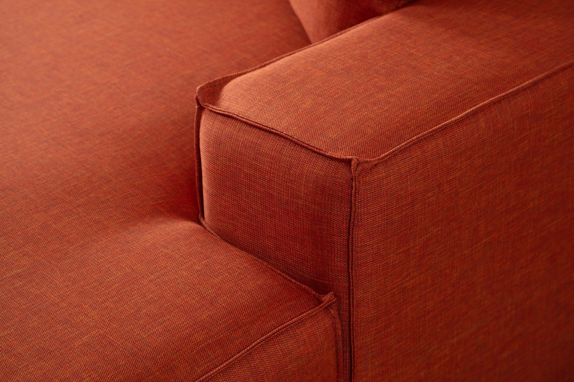 Sofá-cama de canto elegante, laranja, 260 cm | Estrutura em madeira de faia e aglomerado, 100% poliéster | Mecanismo deslizante, espuma macia, perfeito para espaços modernos