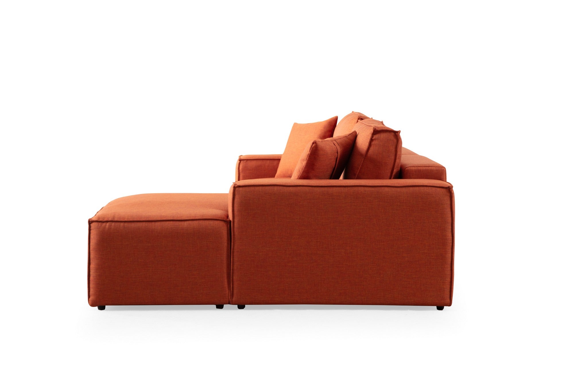 Sofá-cama de canto elegante, laranja, 260 cm | Estrutura em madeira de faia e aglomerado, 100% poliéster | Mecanismo deslizante, espuma macia, perfeito para espaços modernos