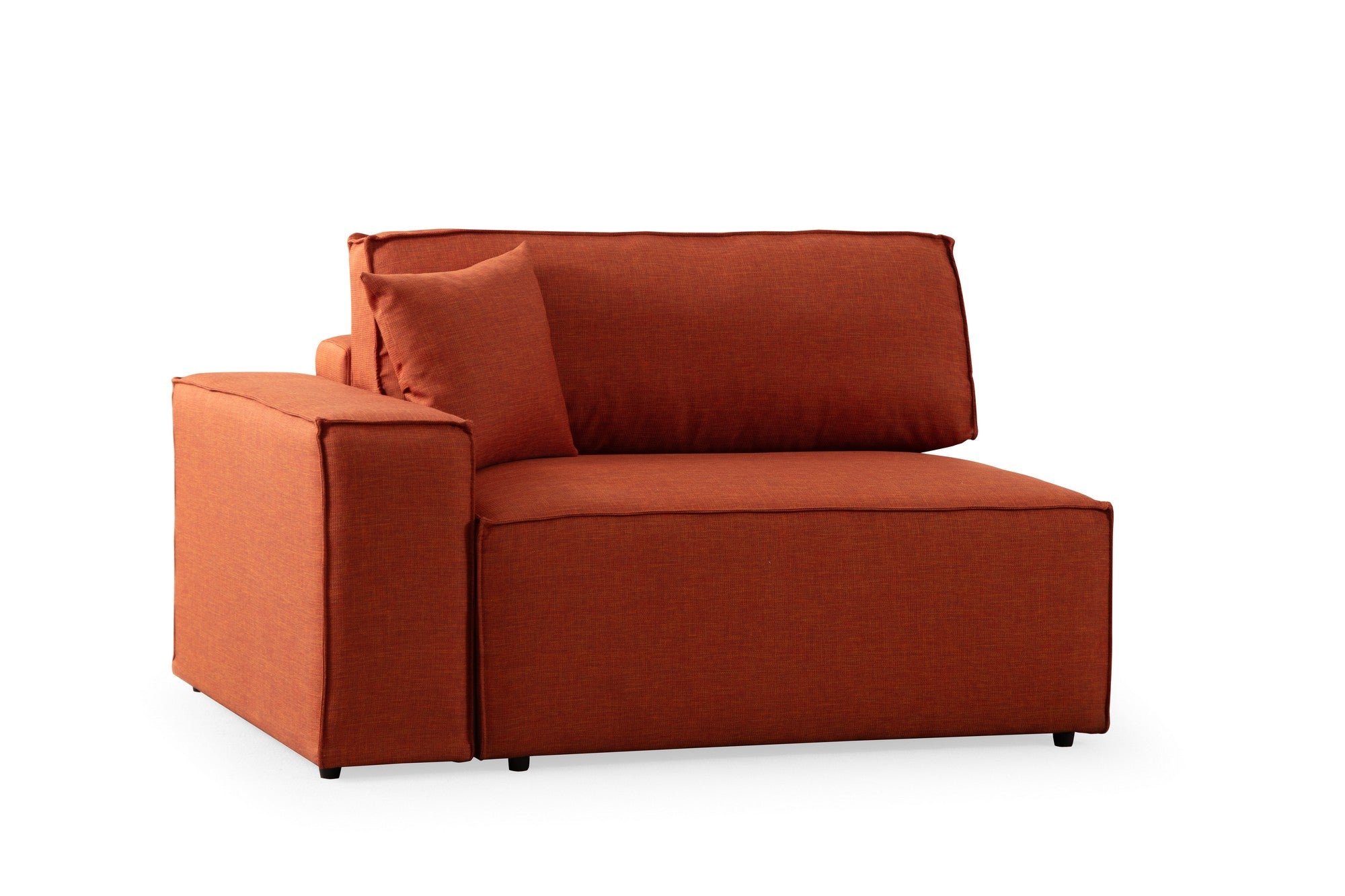 Sofá-cama de canto elegante, laranja, 260 cm | Estrutura em madeira de faia e aglomerado, 100% poliéster | Mecanismo deslizante, espuma macia, perfeito para espaços modernos