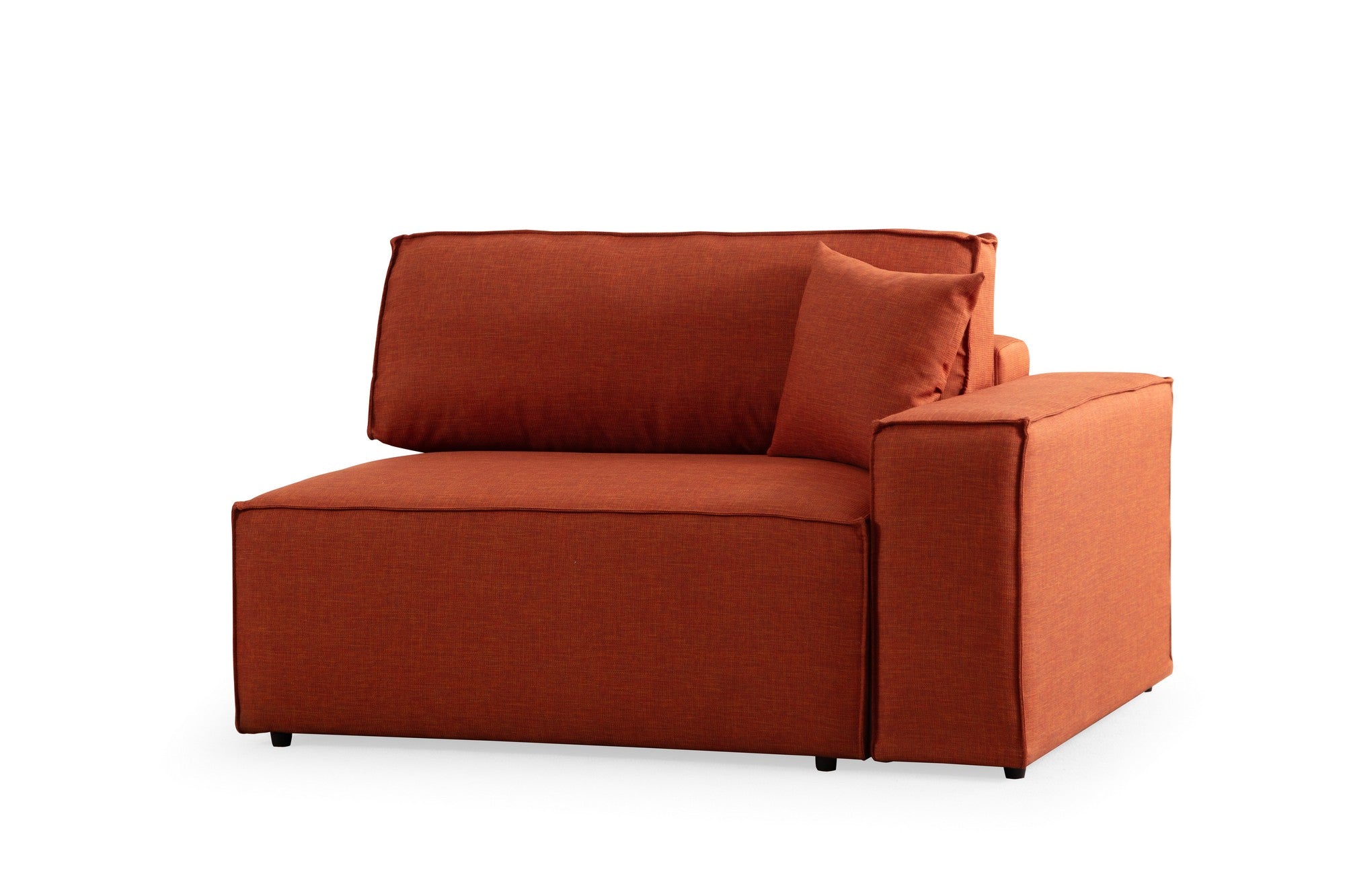 Sofá-cama de canto elegante, laranja, 260 cm | Estrutura em madeira de faia e aglomerado, 100% poliéster | Mecanismo deslizante, espuma macia, perfeito para espaços modernos