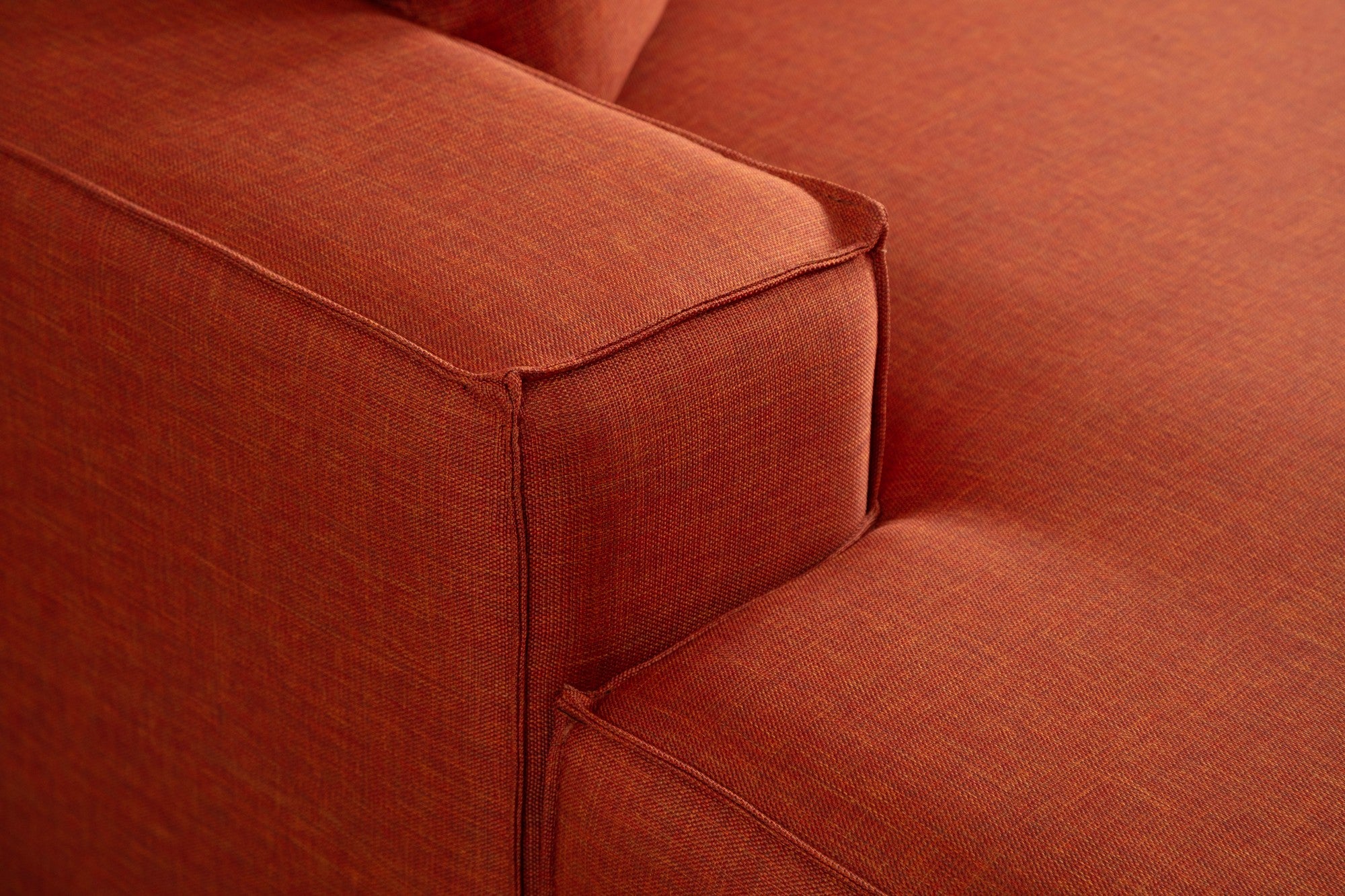 Sofá-cama de canto elegante, laranja, 260 cm | Estrutura em madeira de faia e aglomerado, 100% poliéster | Mecanismo deslizante, espuma macia, perfeito para espaços modernos