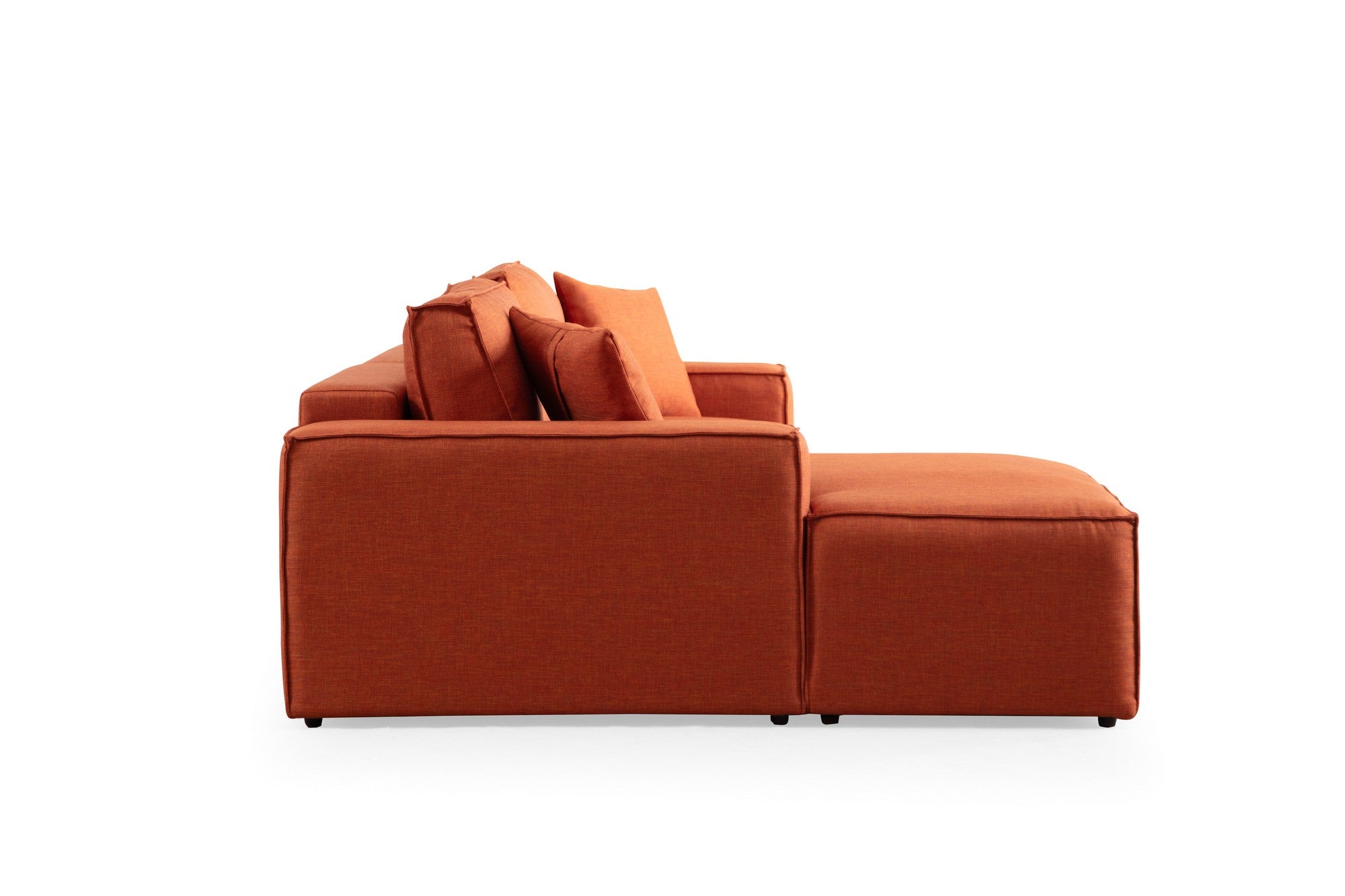 Sofá-cama de canto elegante, laranja, 260 cm | Estrutura em madeira de faia e aglomerado, 100% poliéster | Mecanismo deslizante, espuma macia, perfeito para espaços modernos