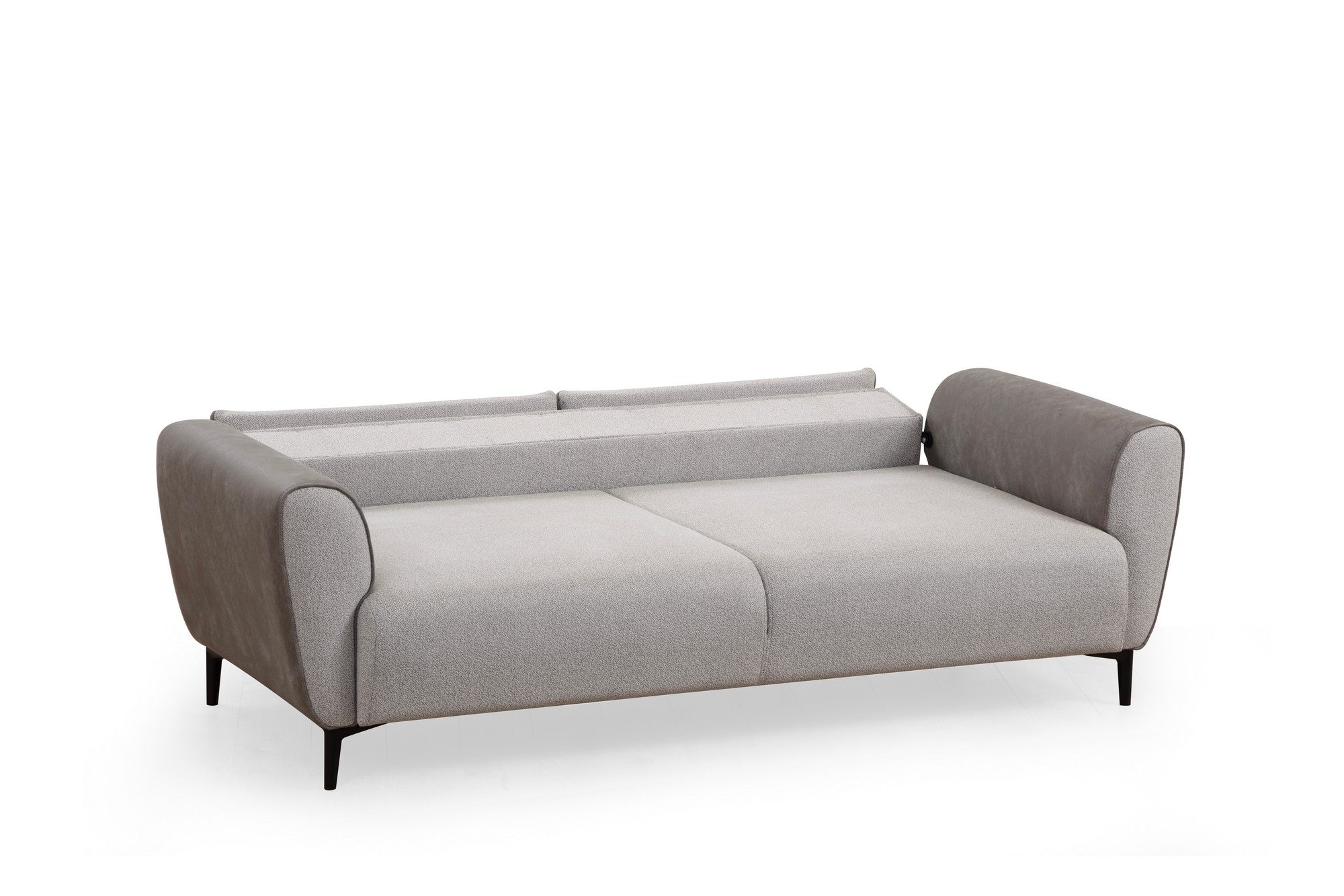 Sofá-cama elegante de 3 lugares, cinza, 215 x 85 x 85 cm | Estrutura em madeira de faia, 100% poliéster, mecanismo giratório | Perfeito para salas de estar modernas e espaços para hóspedes