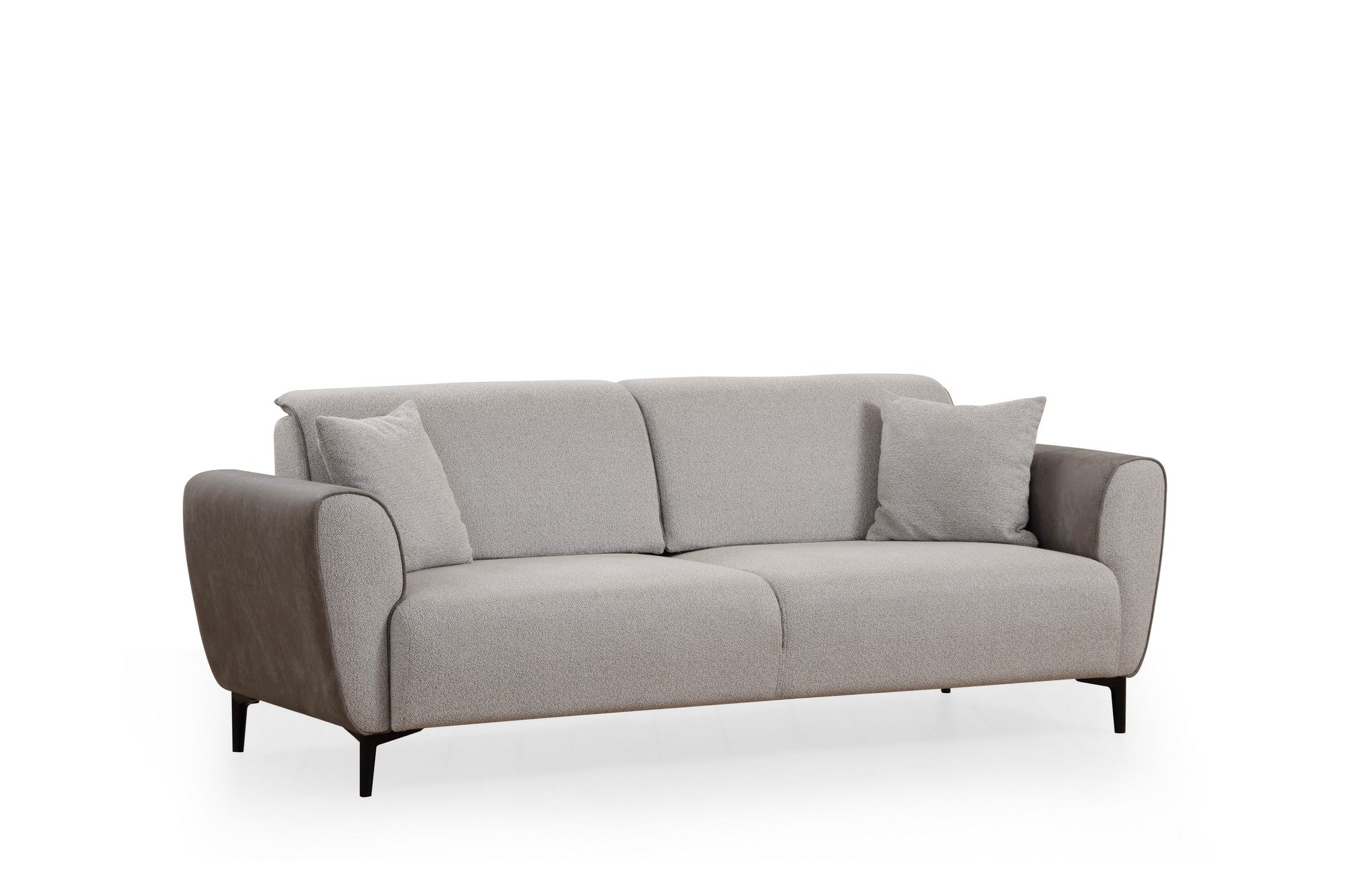 Sofá-cama elegante de 3 lugares, cinza, 215 x 85 x 85 cm | Estrutura em madeira de faia, 100% poliéster, mecanismo giratório | Perfeito para salas de estar modernas e espaços para hóspedes