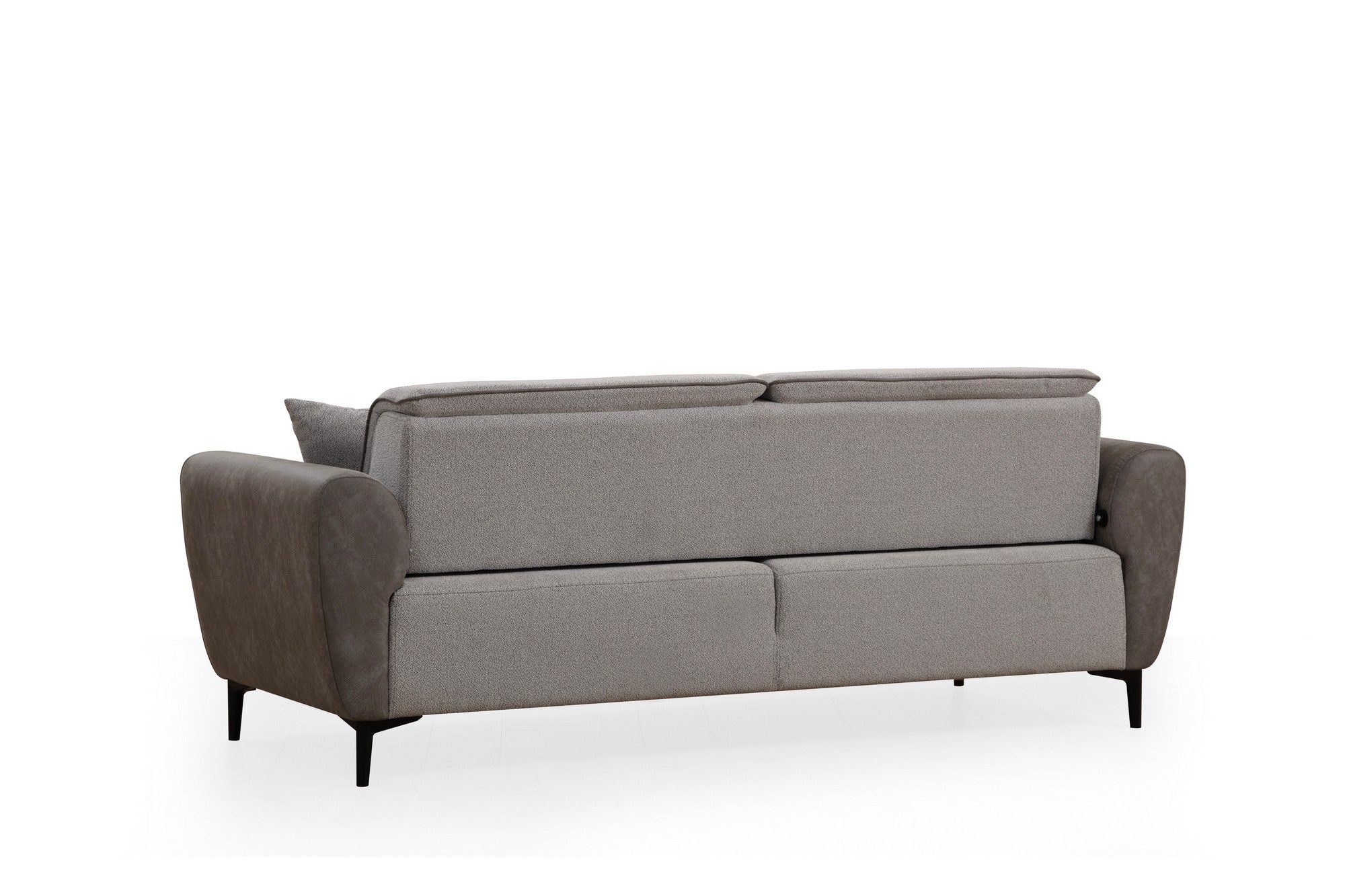 Sofá-cama elegante de 3 lugares, cinza, 215 x 85 x 85 cm | Estrutura em madeira de faia, 100% poliéster, mecanismo giratório | Perfeito para salas de estar modernas e espaços para hóspedes