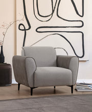 Sofá elegante de 1 lugar, cinza, 100 cm | Estrutura em madeira de faia e aglomerado, tecido 100% poliéster | Almofadas de espuma macia, fácil de limpar, design moderno